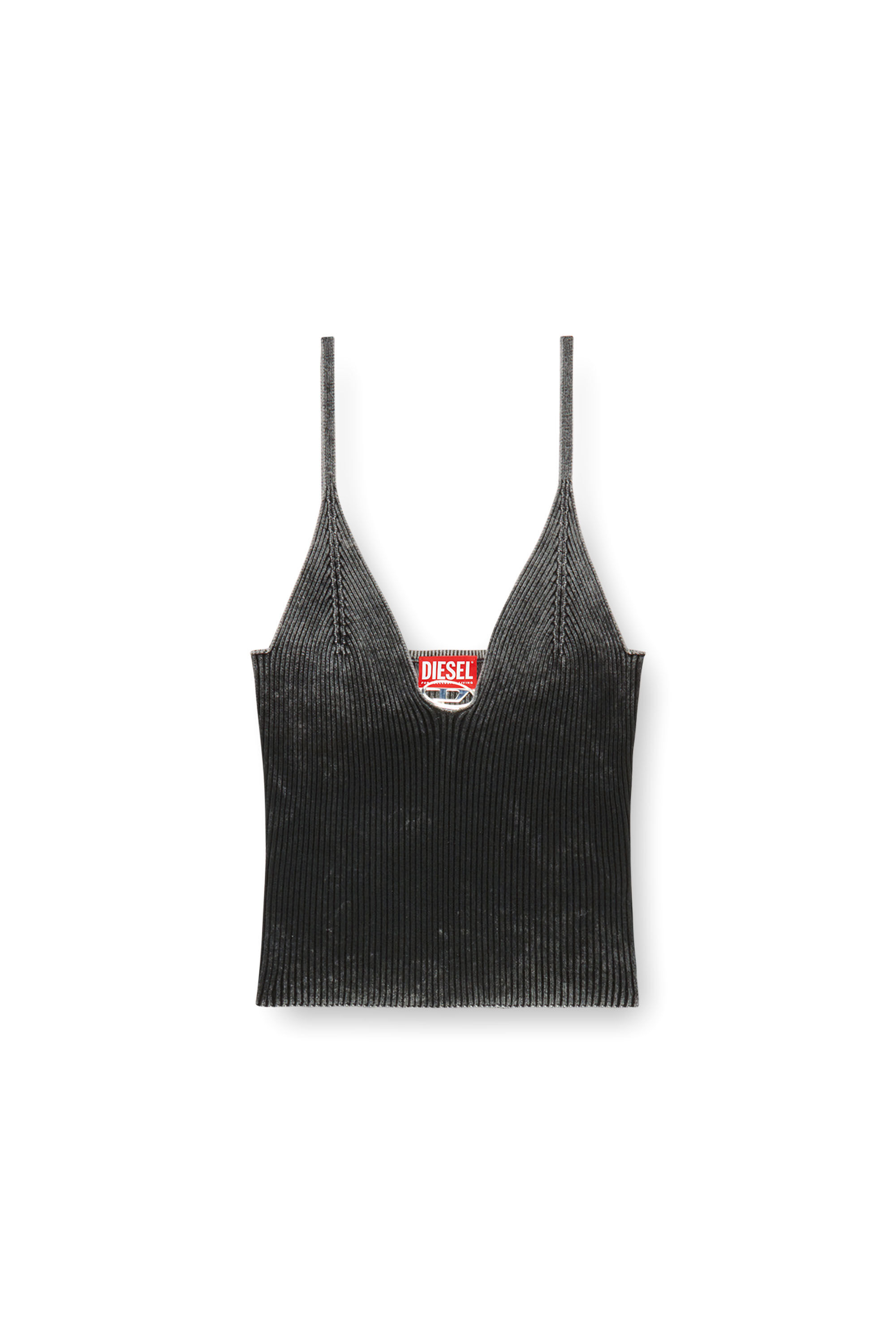 Diesel - M-LAILA, Woman's Camisole in faded ribbed knit in Black - 2