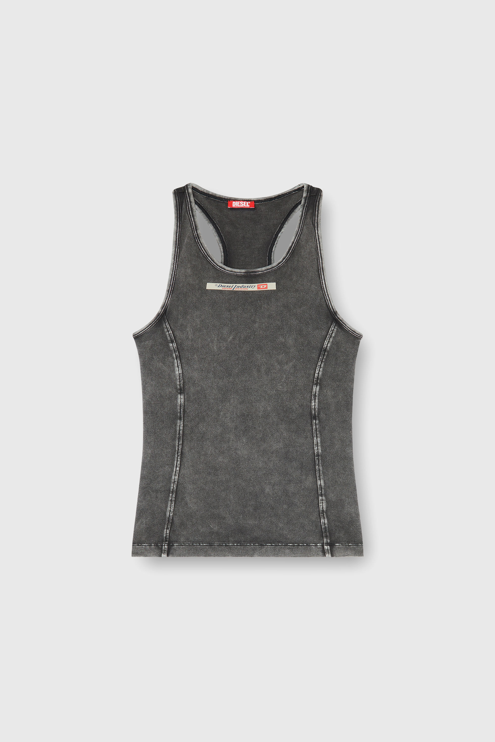 Diesel - IRENE-DNM, Woman's Cotton tank top with treated effect in Dark grey - 2