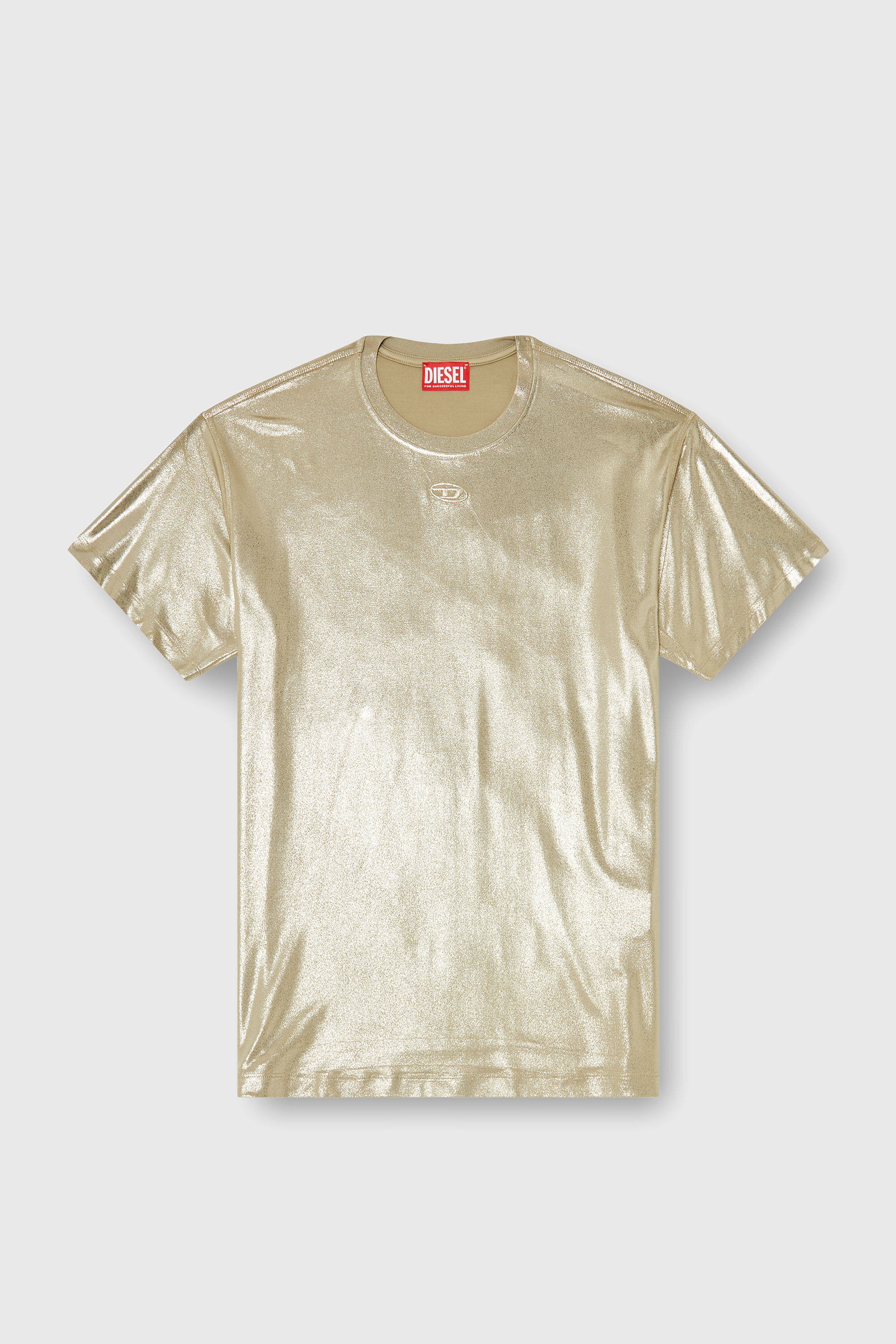 Diesel - T-NORMY-AA2, Woman's Jersey T-shirt with metallic finish in Gold - 2