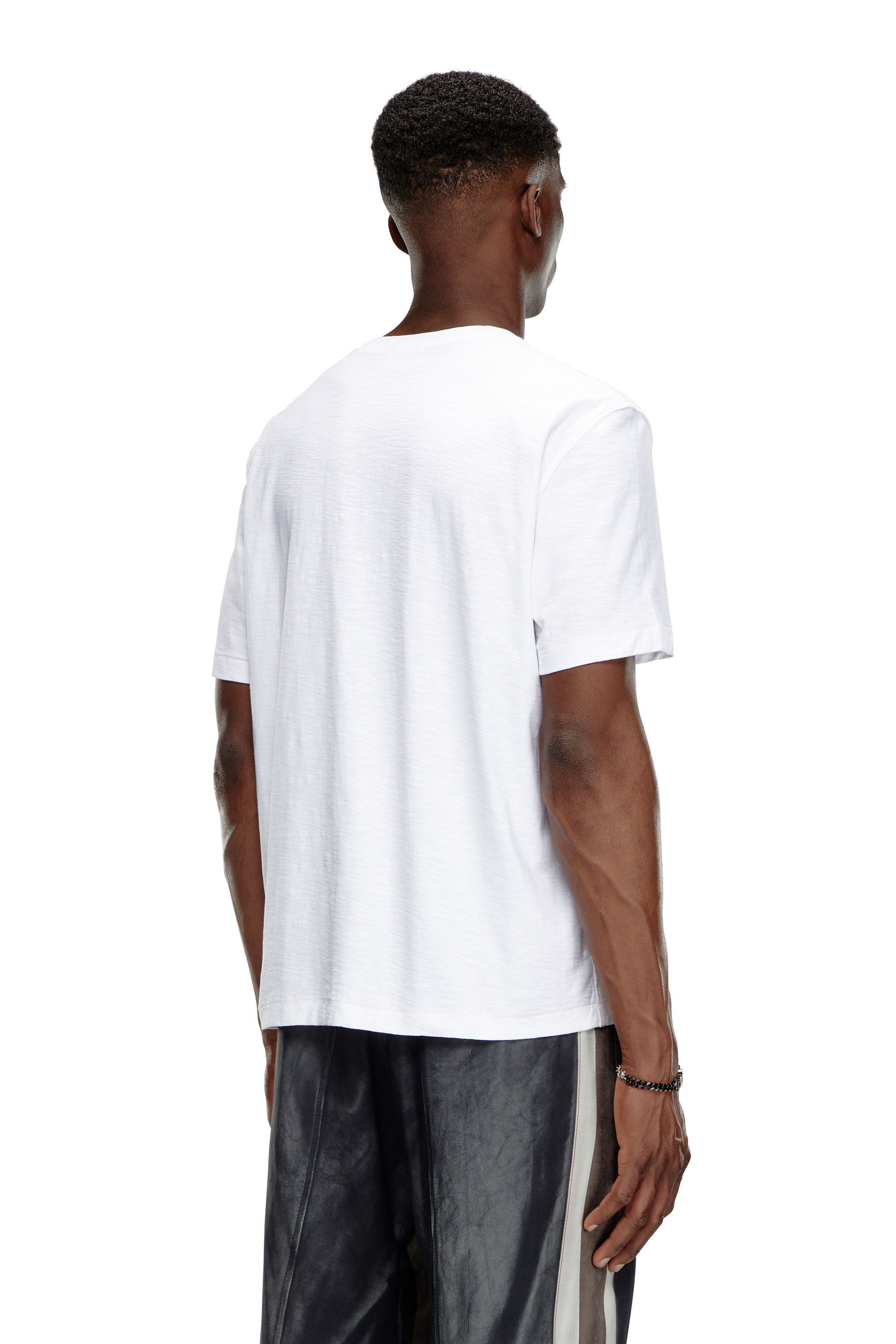 Diesel - T-ADJUST-K2, Man's Slub jersey T-shirt with Diesel print in White - 4