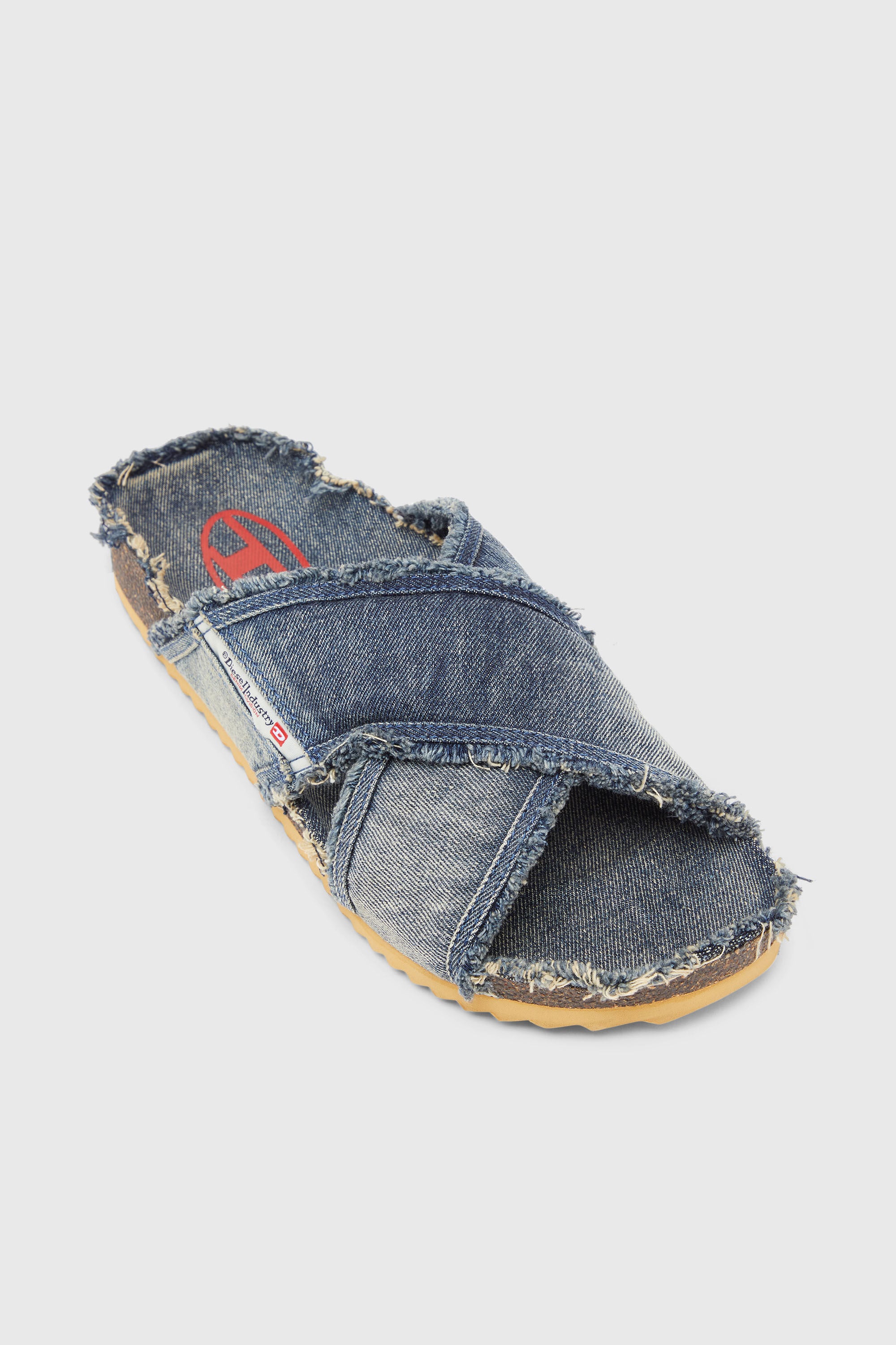 Diesel - D-WOODSTOCK CROSS, Man's D-Woodstock-Crossover slides in frayed denim in Medium blue - 6