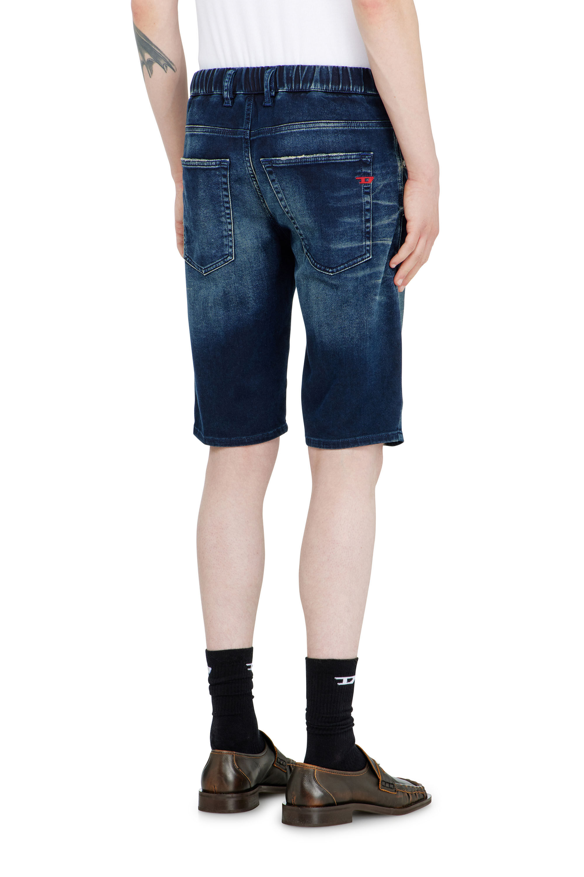 Diesel - 2033 D-KROOLEY-SHORT-BW JOGG, Man's Chino shorts in shaded JoggJeans in Dark Blue - 4
