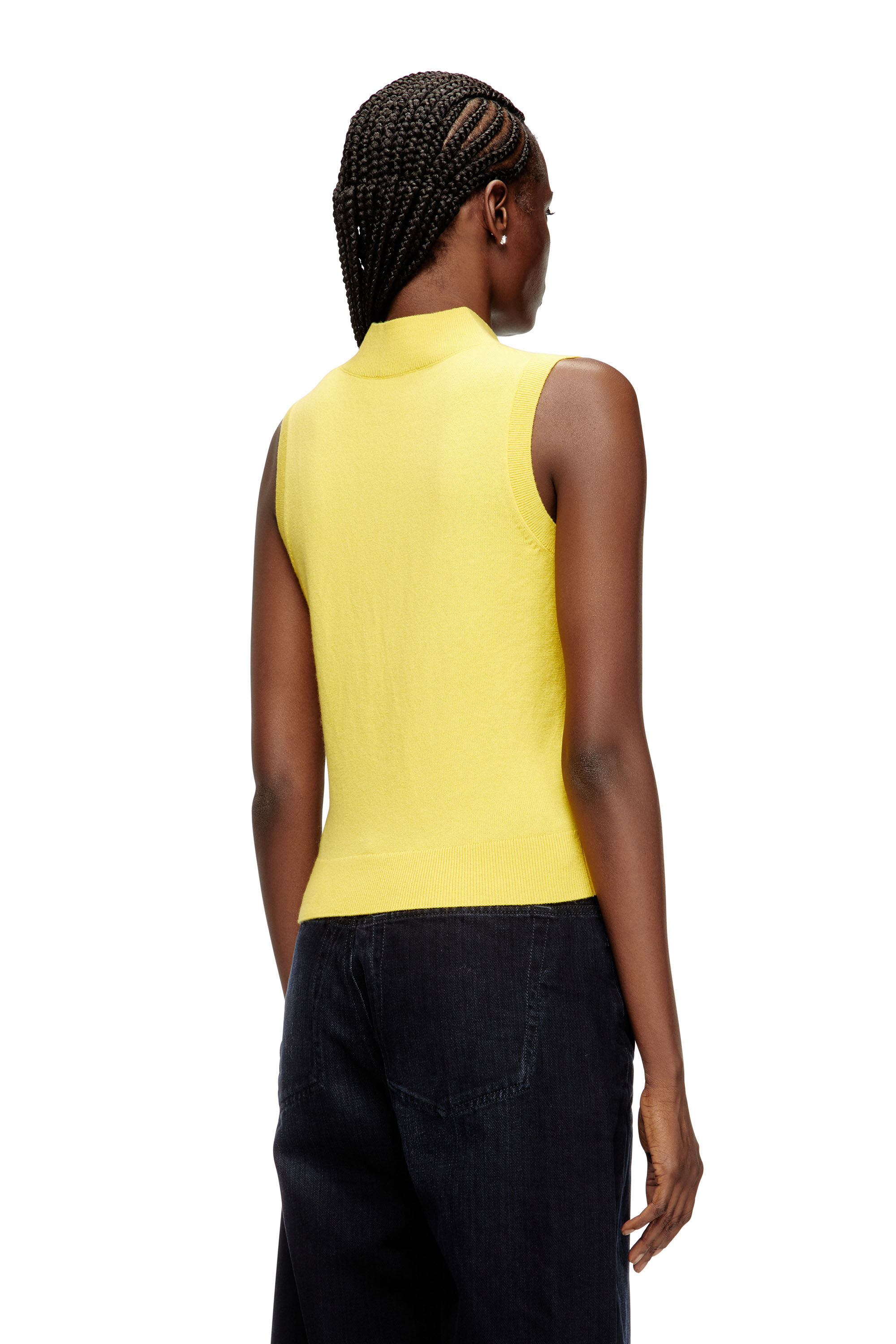Diesel - M-ROMKO-SL, Woman's Cut-out turtleneck vest in argyle wool in null - 4