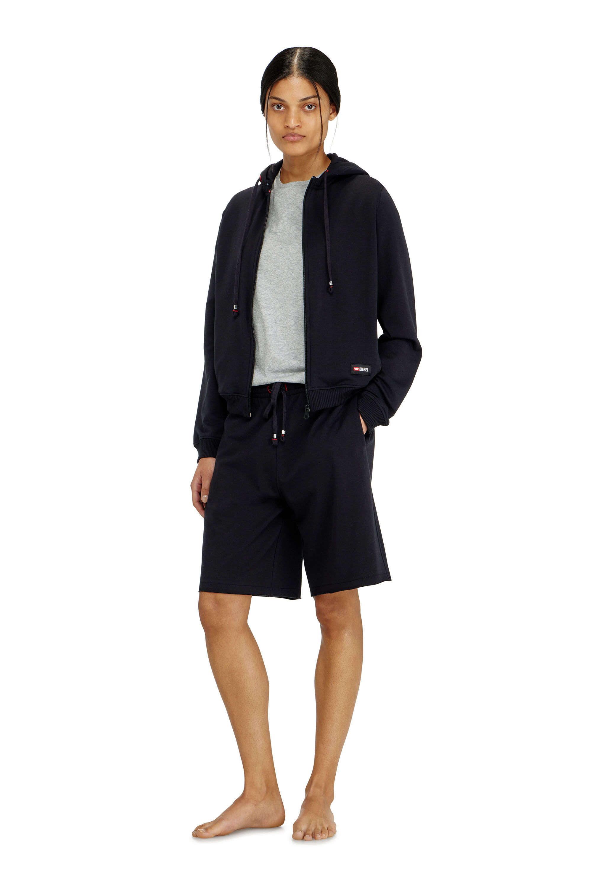 Diesel - HARRIET-D-CORE, Woman's Hoodie in peached cotton blend in Black - 1