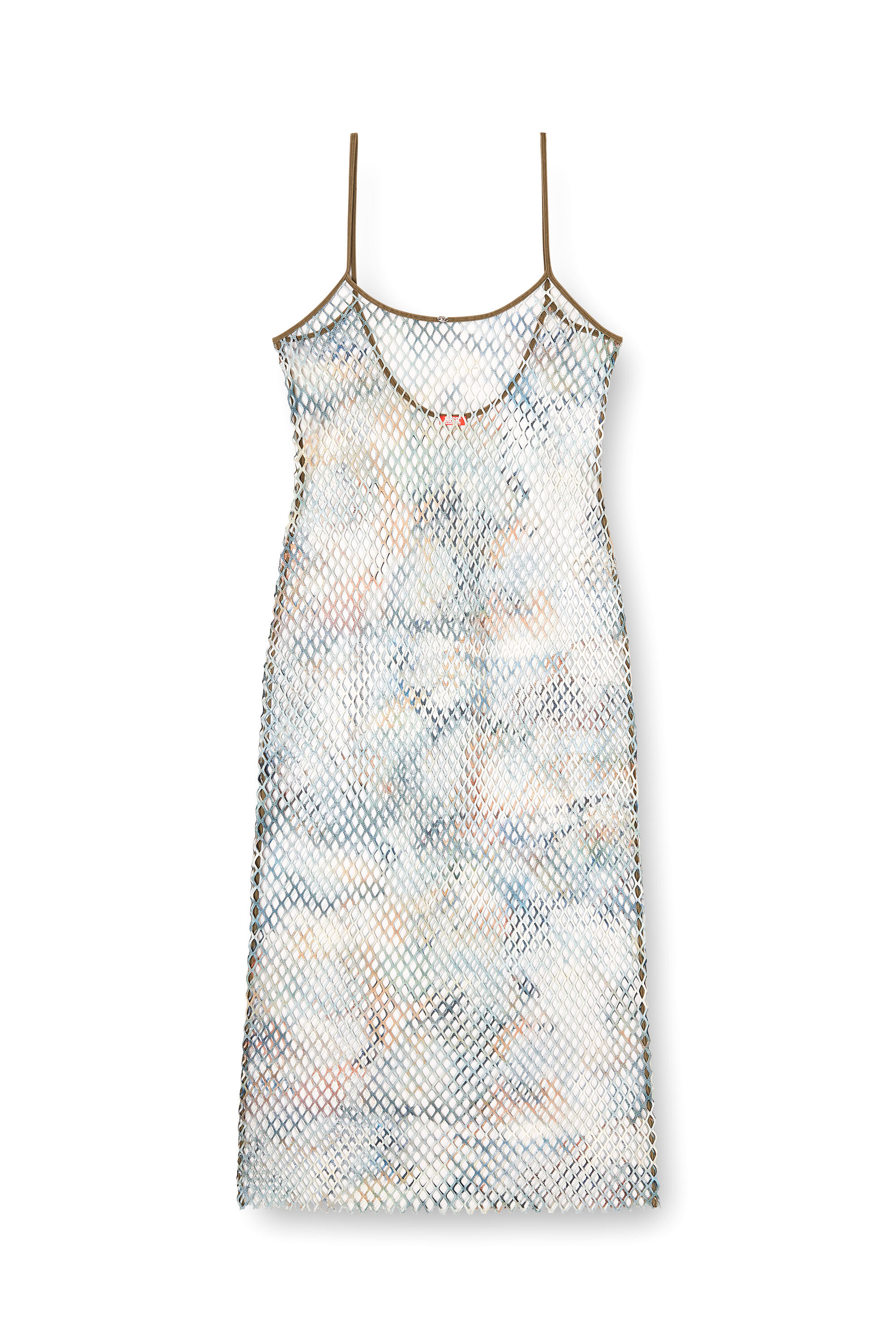 Diesel - GAYA-UTLT, Woman's Long mesh dress with all-over camo print in Grey/White - 4