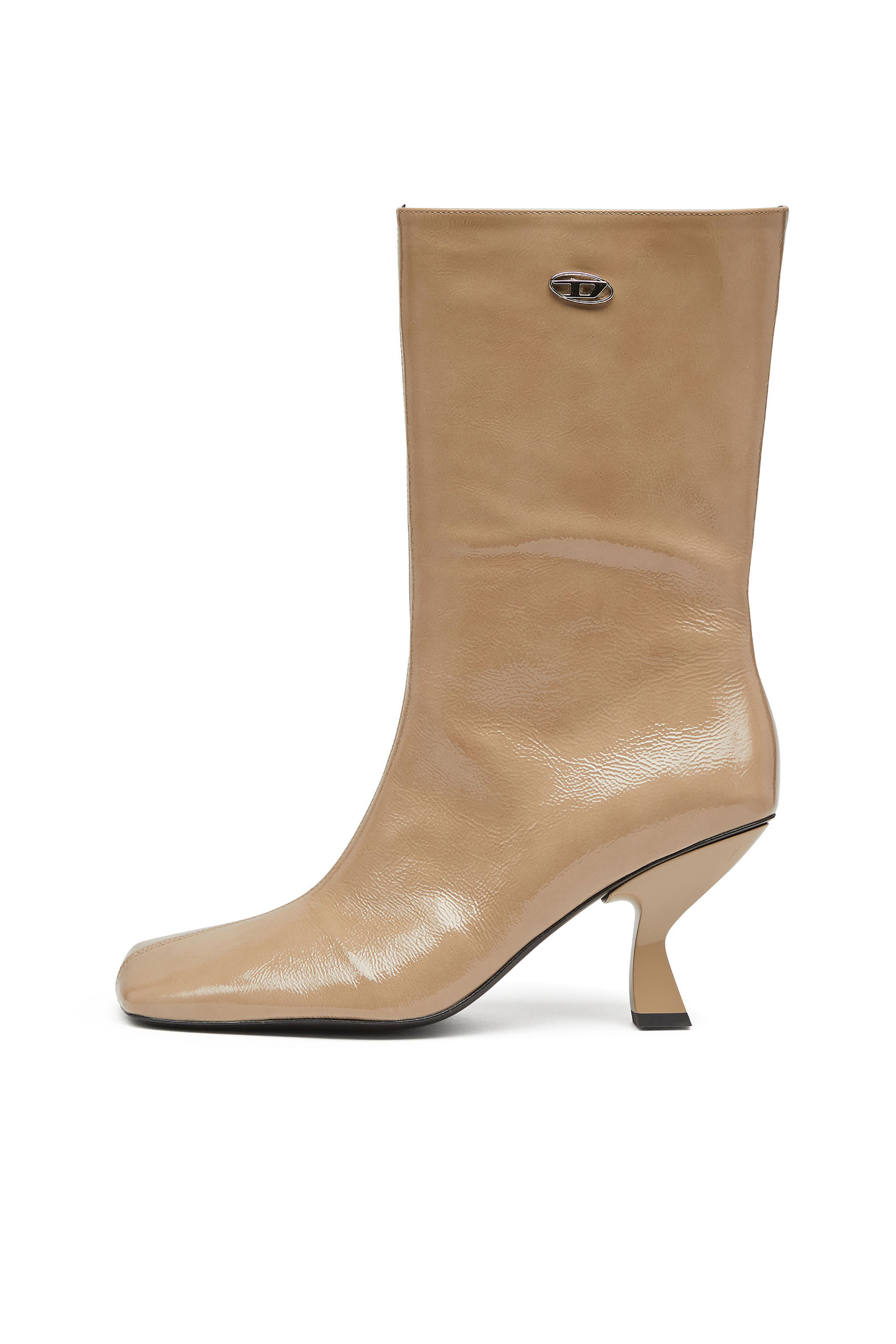 Diesel - D-AMBER TUBE 75, Woman's D-Amber-Square-toe ankle boots with naplak effect in Beige - 8