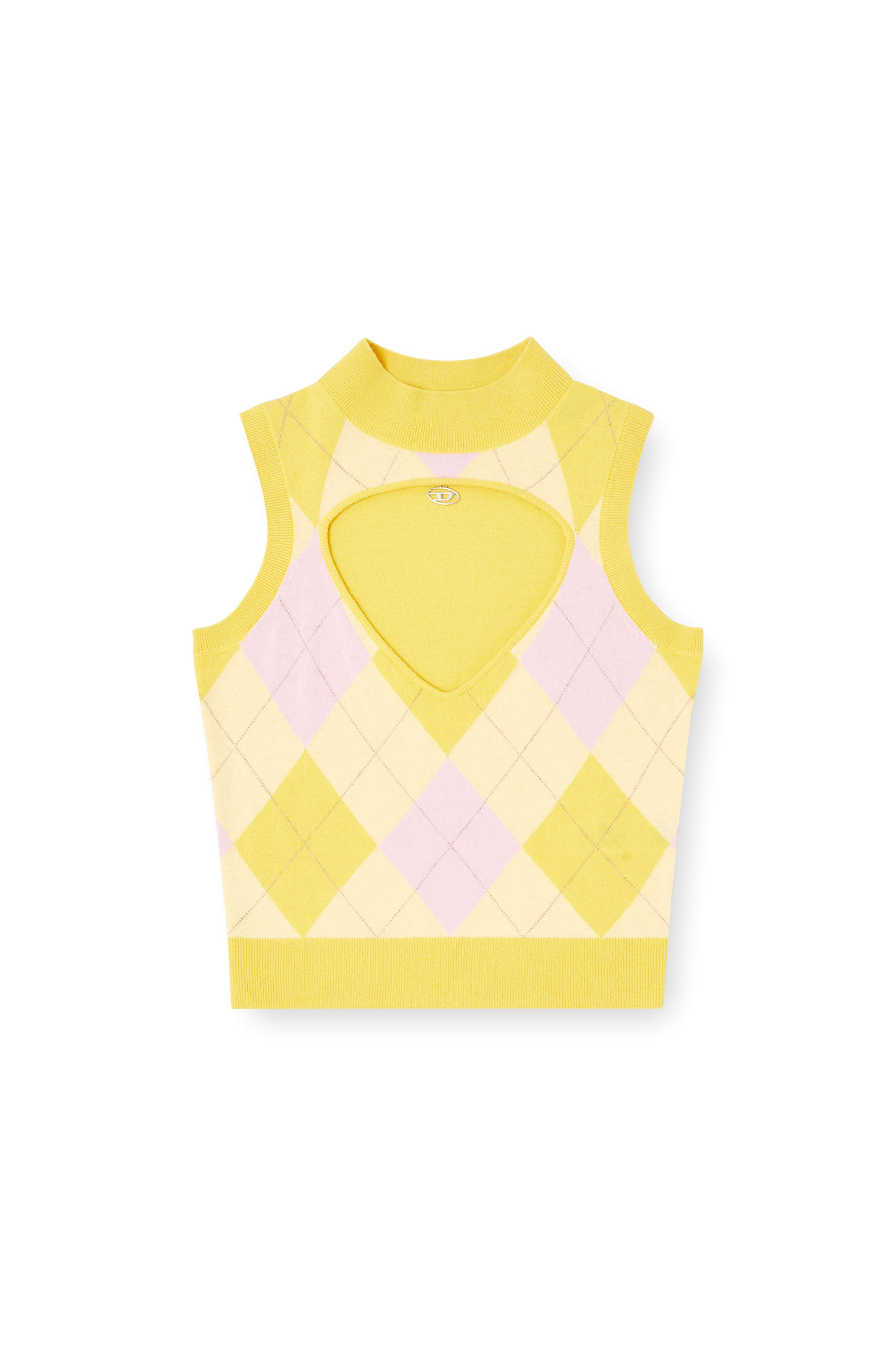 Diesel - M-ROMKO-SL, Woman's Cut-out turtleneck vest in argyle wool in null - 2