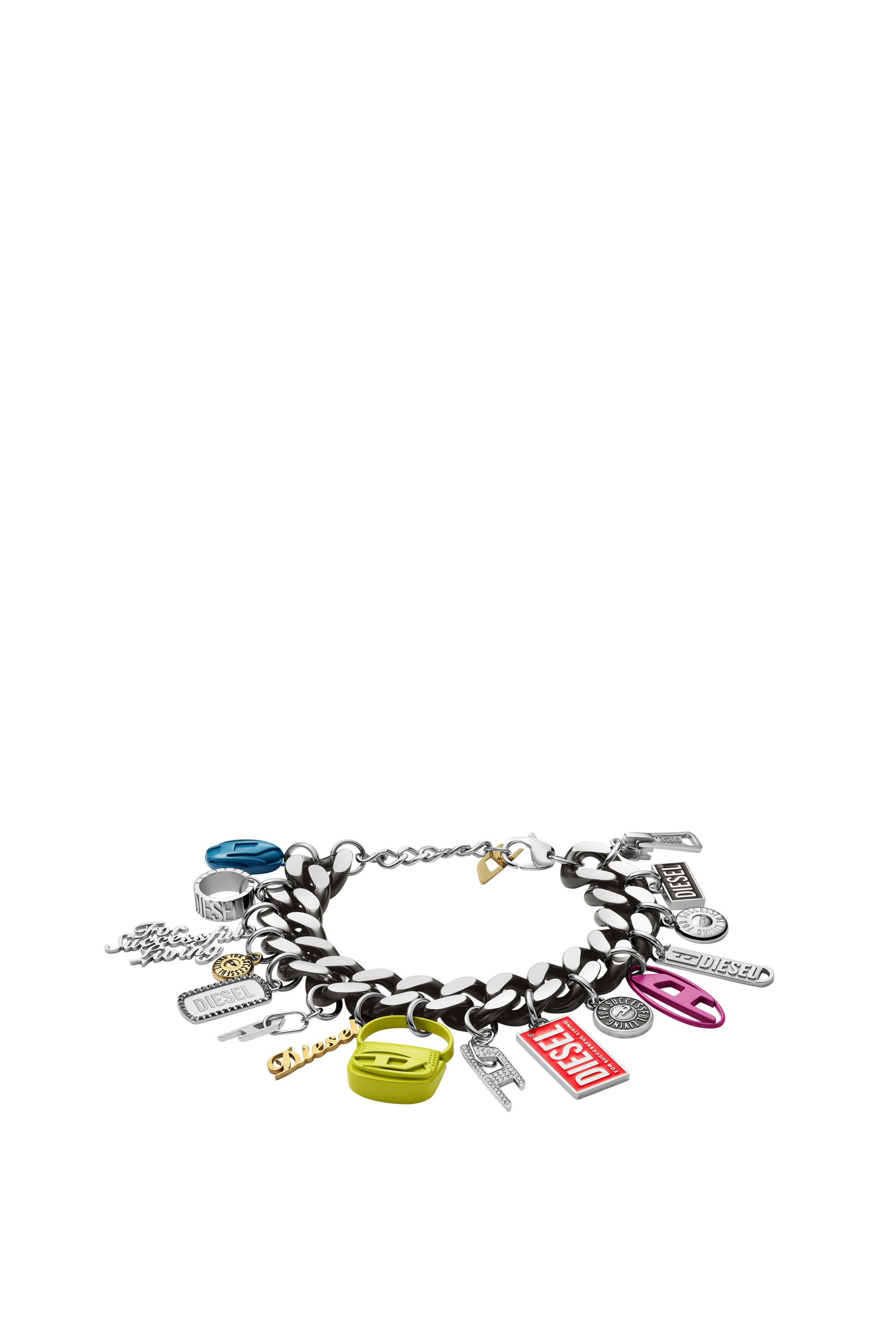 Diesel - DX1524 JEWEL, Unisex's Black stainless steel charm chain bracelet in Multicolor - 1