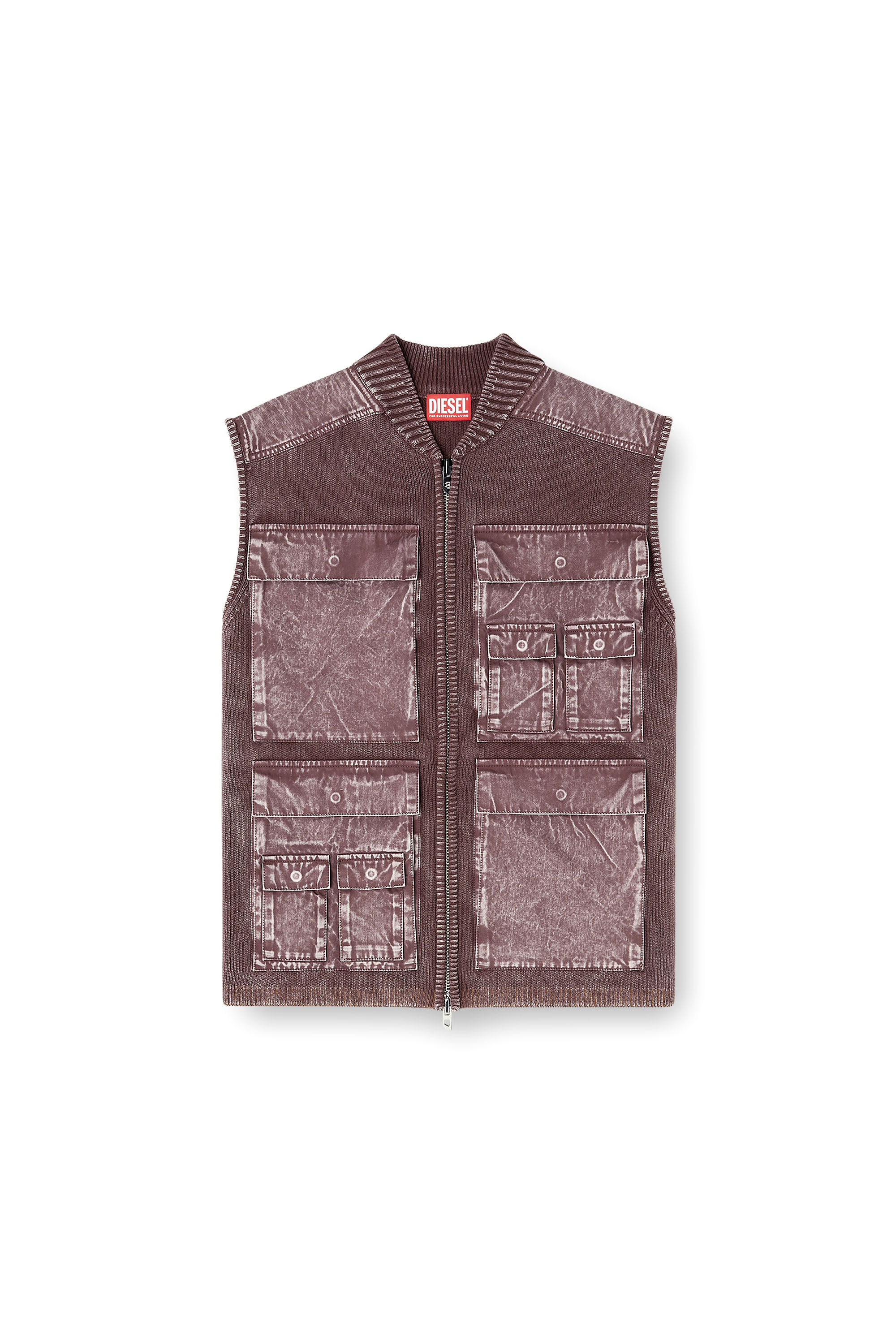 Diesel - K-GIULIUS, Man's Zip-up knitted vest with cargo pockets in null - 2