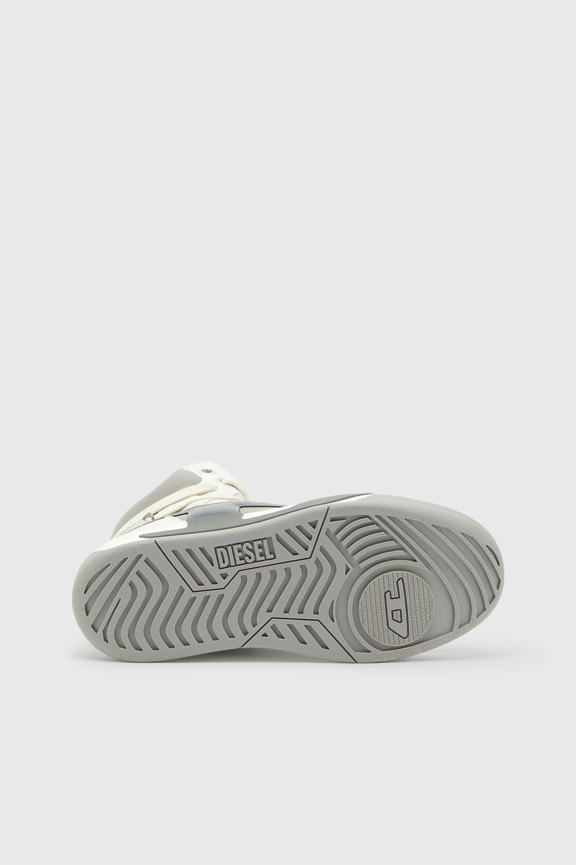 Diesel - S-D-OLLIE MID, Man's S-D-Ollie - High-top leather sneakers with D logo in White/Grey - 5