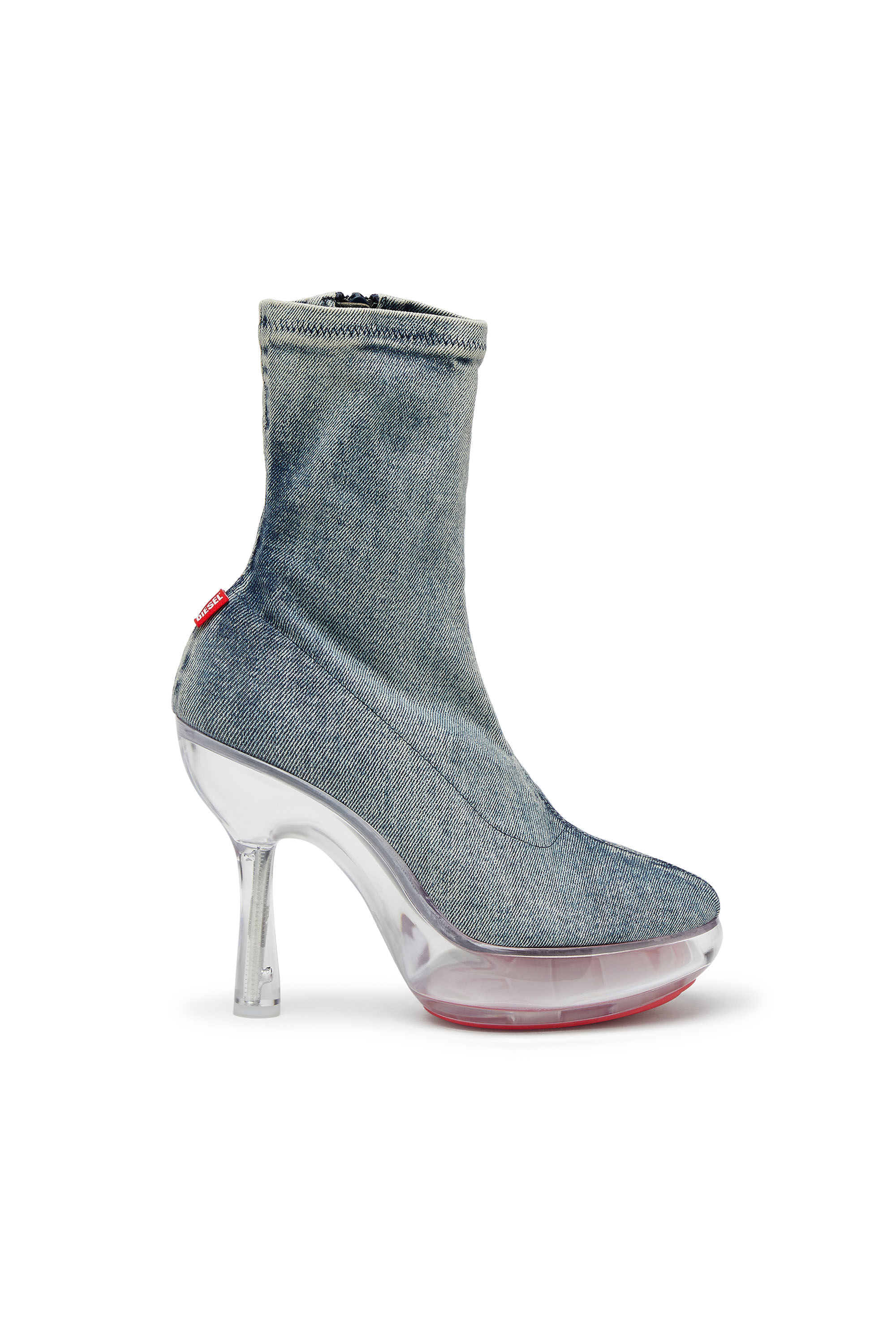 D-LAKE PLATFORM MIDB ZIP  STRETCH, Medium blue Diesel - D-LAKE PLATFORM MIDB ZIP  STRETCH, Woman's D-Lake-Platform ankle boots in denim and plexiglass in Medium blue - 1