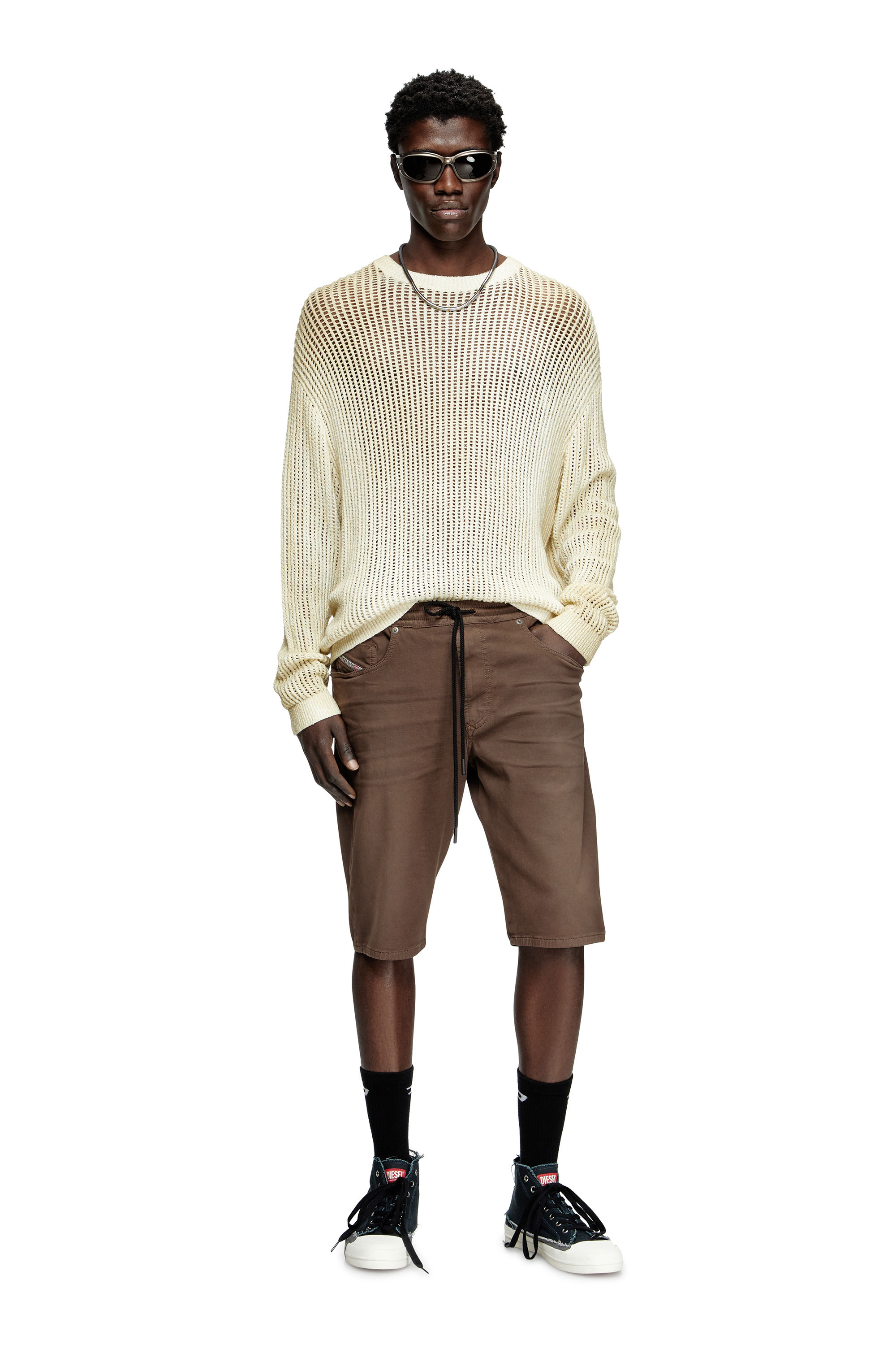 Diesel - 2033 D-KROOLEY-SHORT JOGG, Man's Chino shorts in JoggJeans in Brown - 1