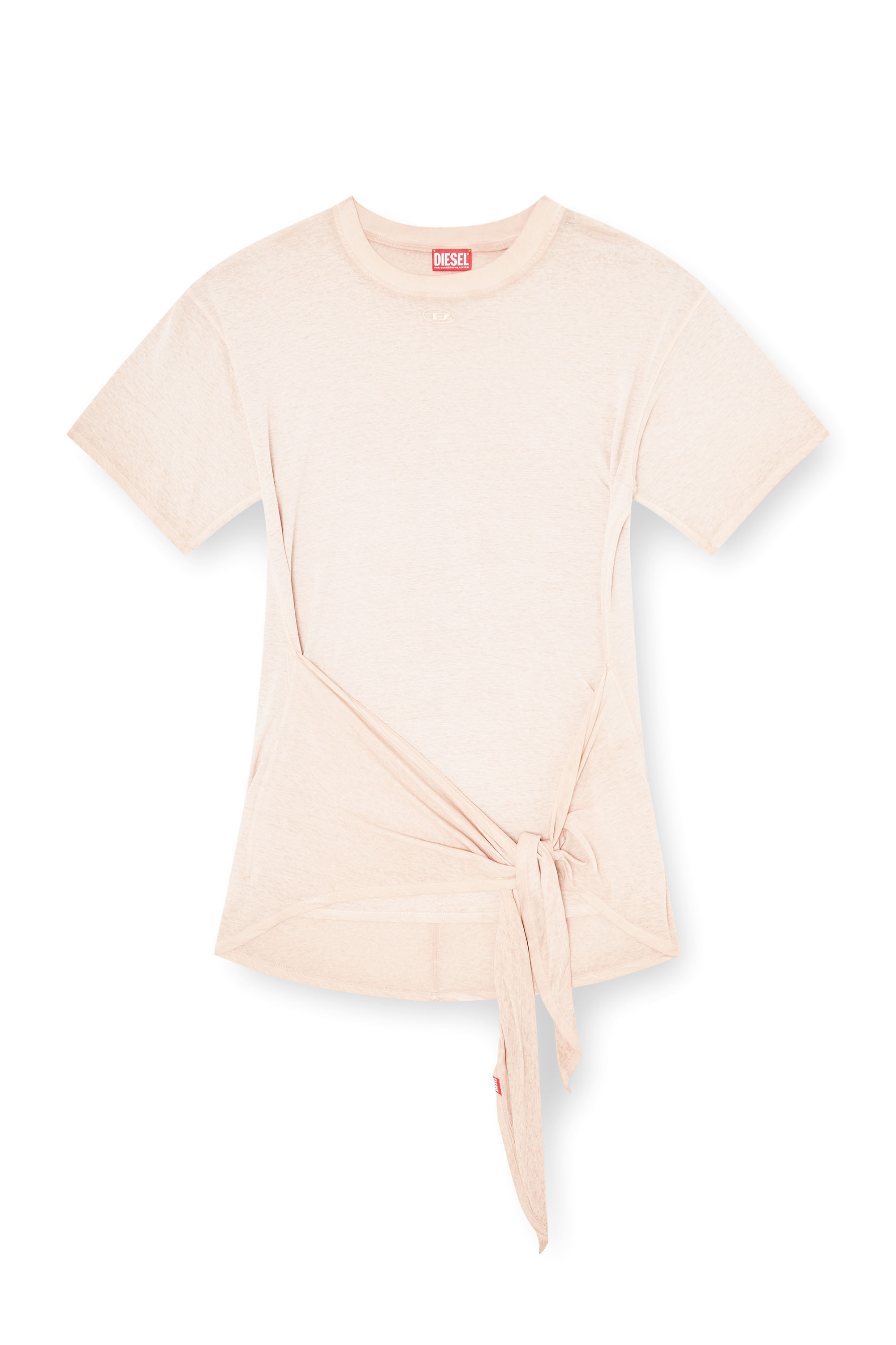 Diesel - D-EIVOR-S1, Woman's Hemp-cotton dress with wrap detail in Pink - 1