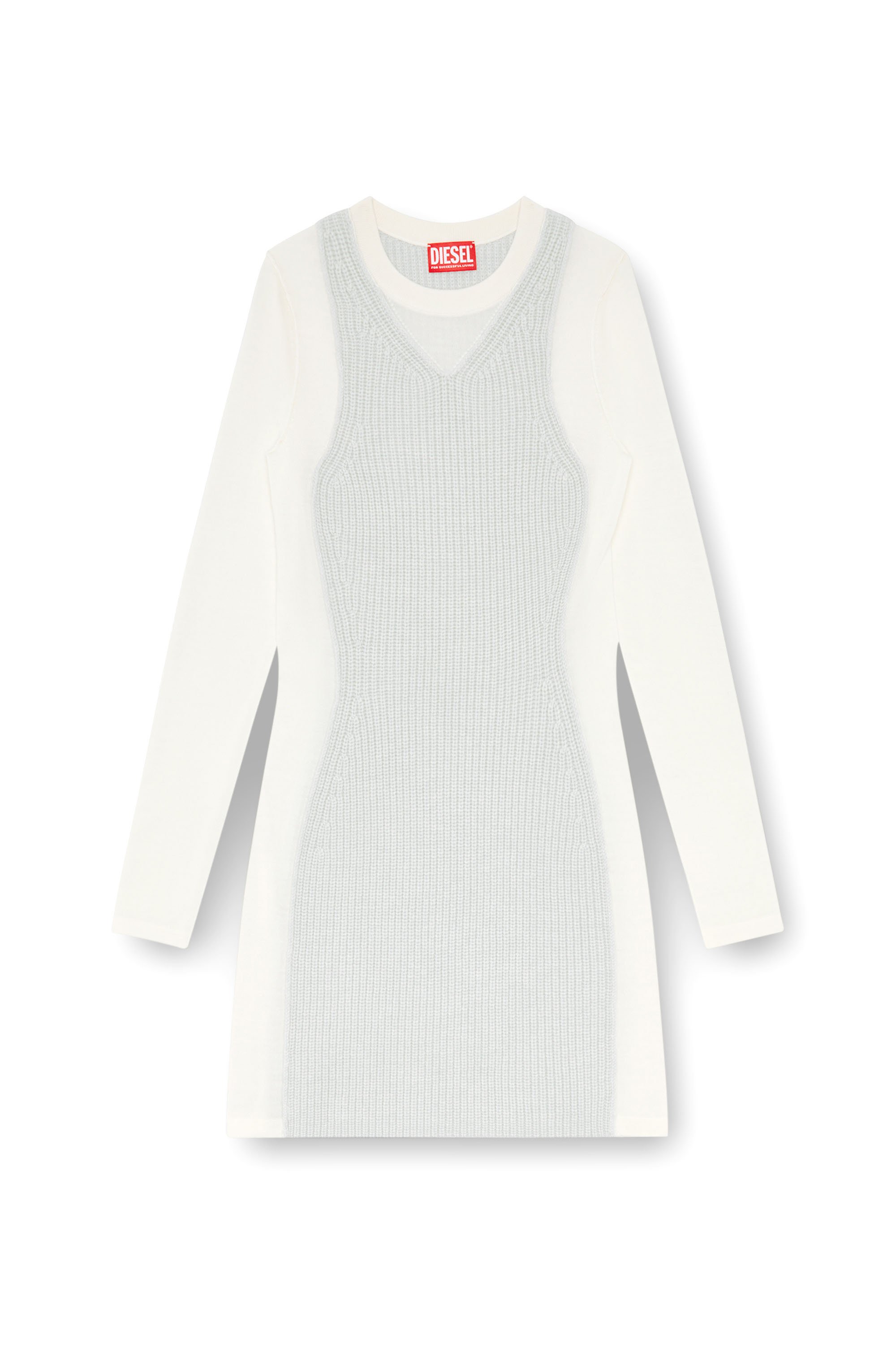 Diesel - M-ARENA, Woman Short knit dress with layered effect in White - Image 1