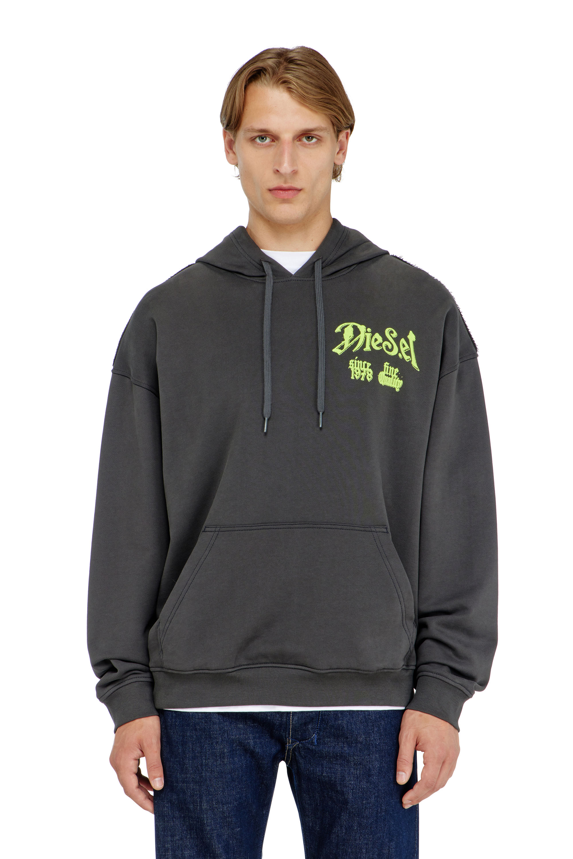 Diesel - S-BOXT-HOOD-AA2, Man's Cotton hoodie with flocked graphics in null - 1