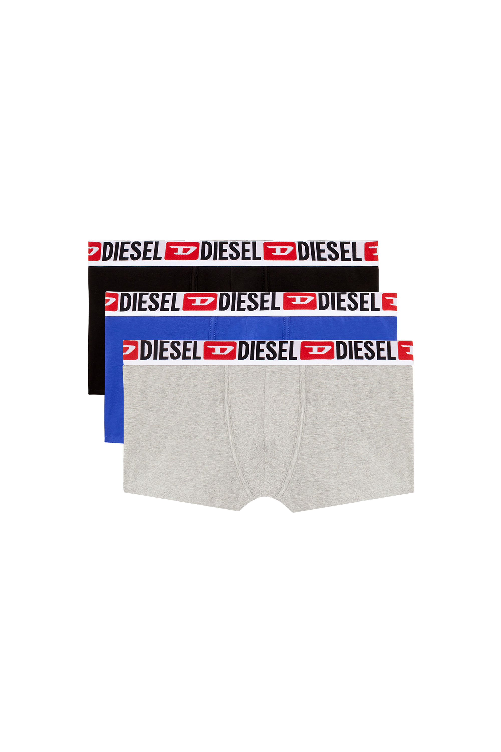 Diesel - UMBX-DAMIENTHREEPACK, Man's Three-pack of all-over logo waist boxers in Blue/Grey - 1