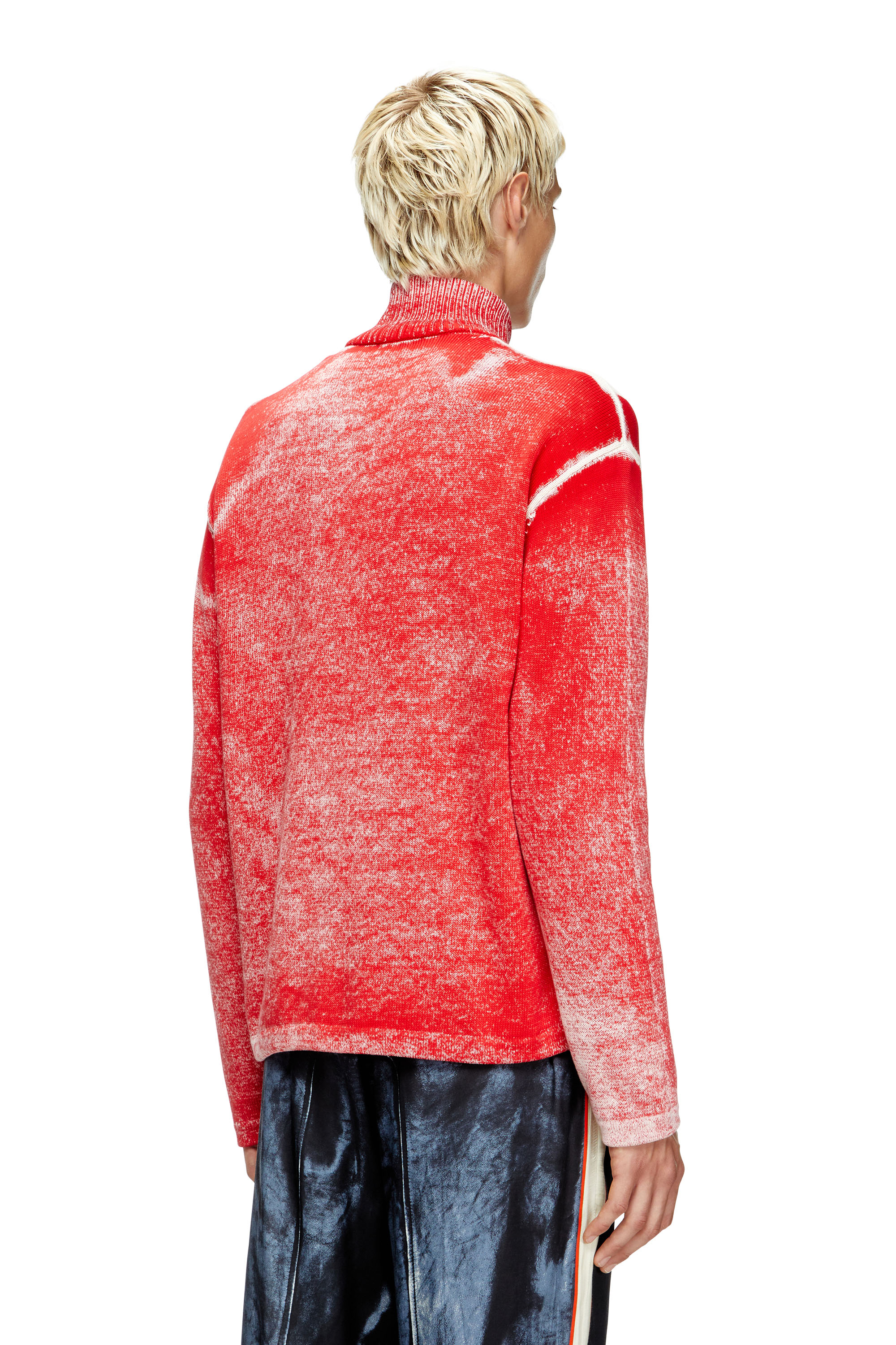 Diesel - K-OLIBA-JKT, Man's Inside-print striped zipped cardigan in Red/White - 4