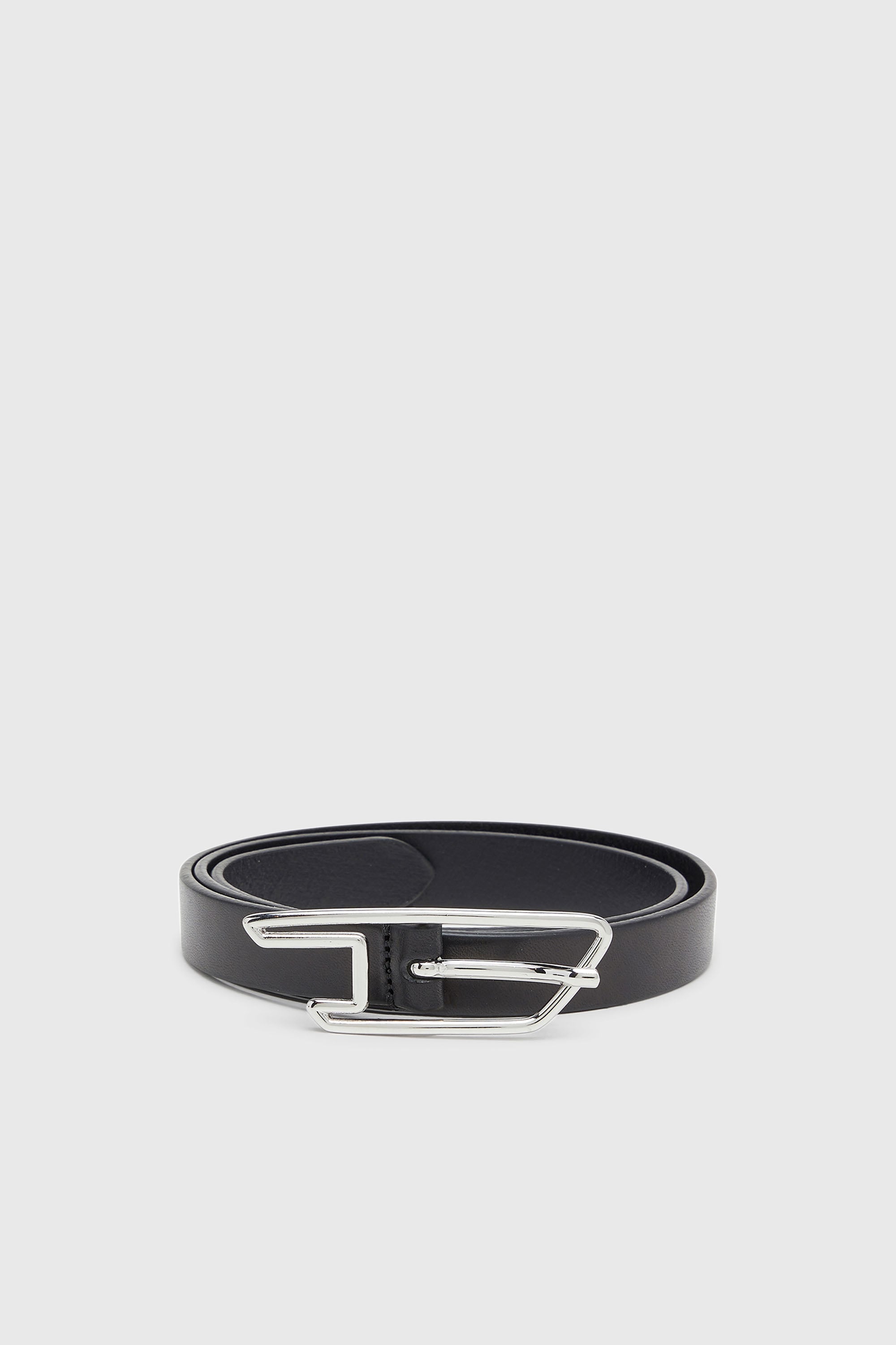 Diesel - B-D LINE W 20, Woman's 2cm belt in pull-up leather with D buckle in Black - 1