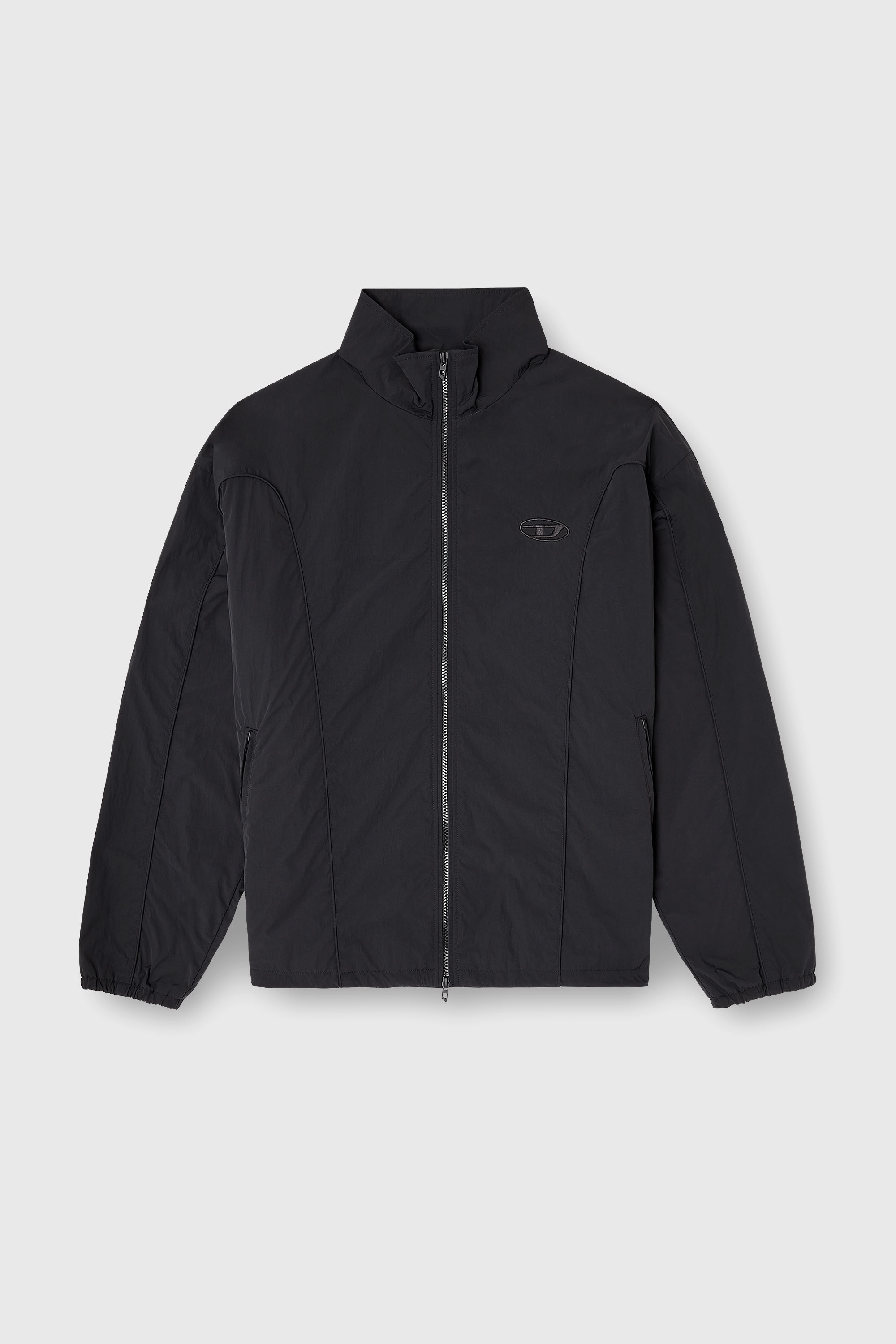 Diesel - J-FIVE-WRD-AKAD, Man's Crinkled-nylon jacket with piping in Black - 2