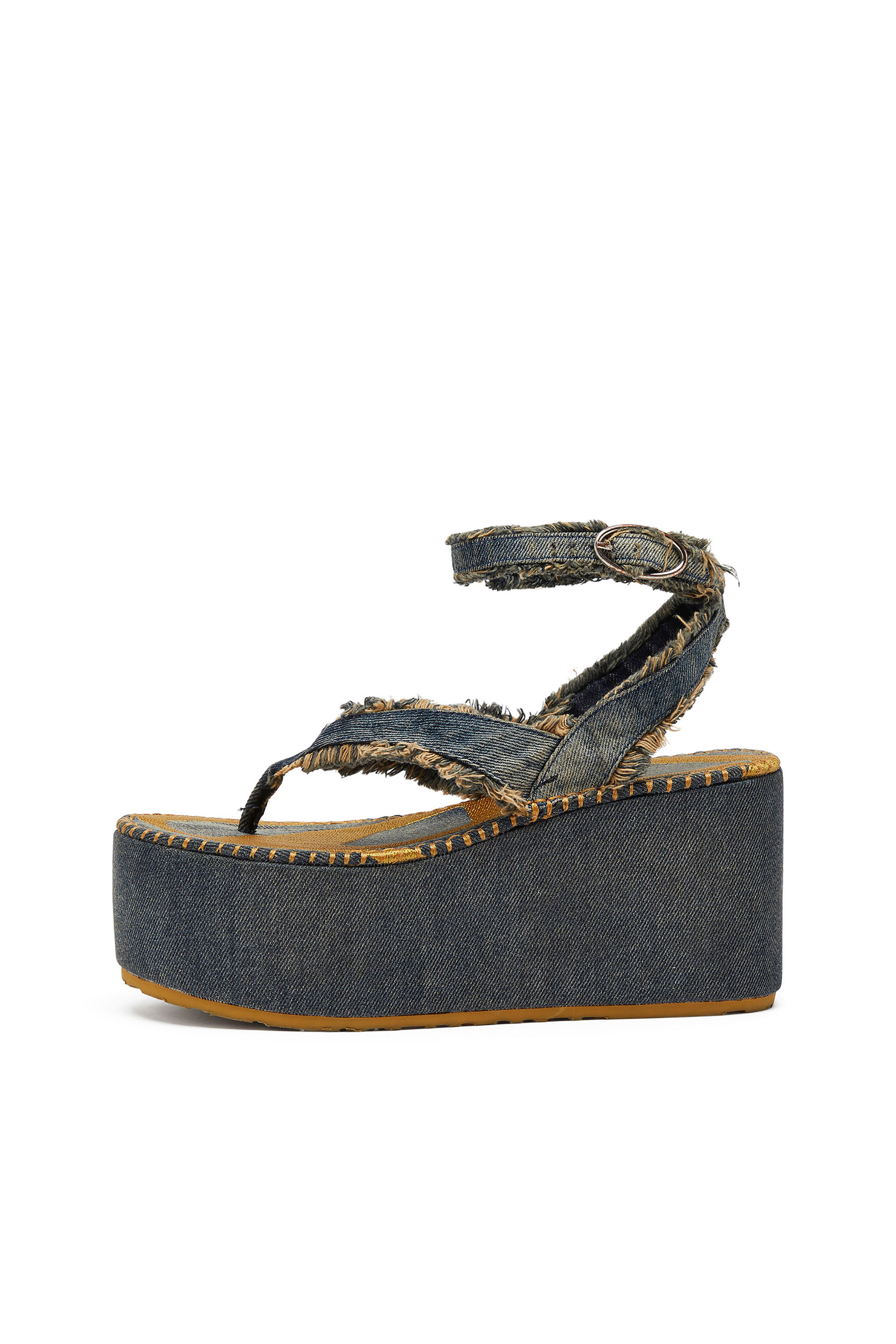 Diesel - SA-NIKOLA SANDAL, Woman's Sa-Nikola - Sandal in denim with frayed details in Blue/Grey - 2