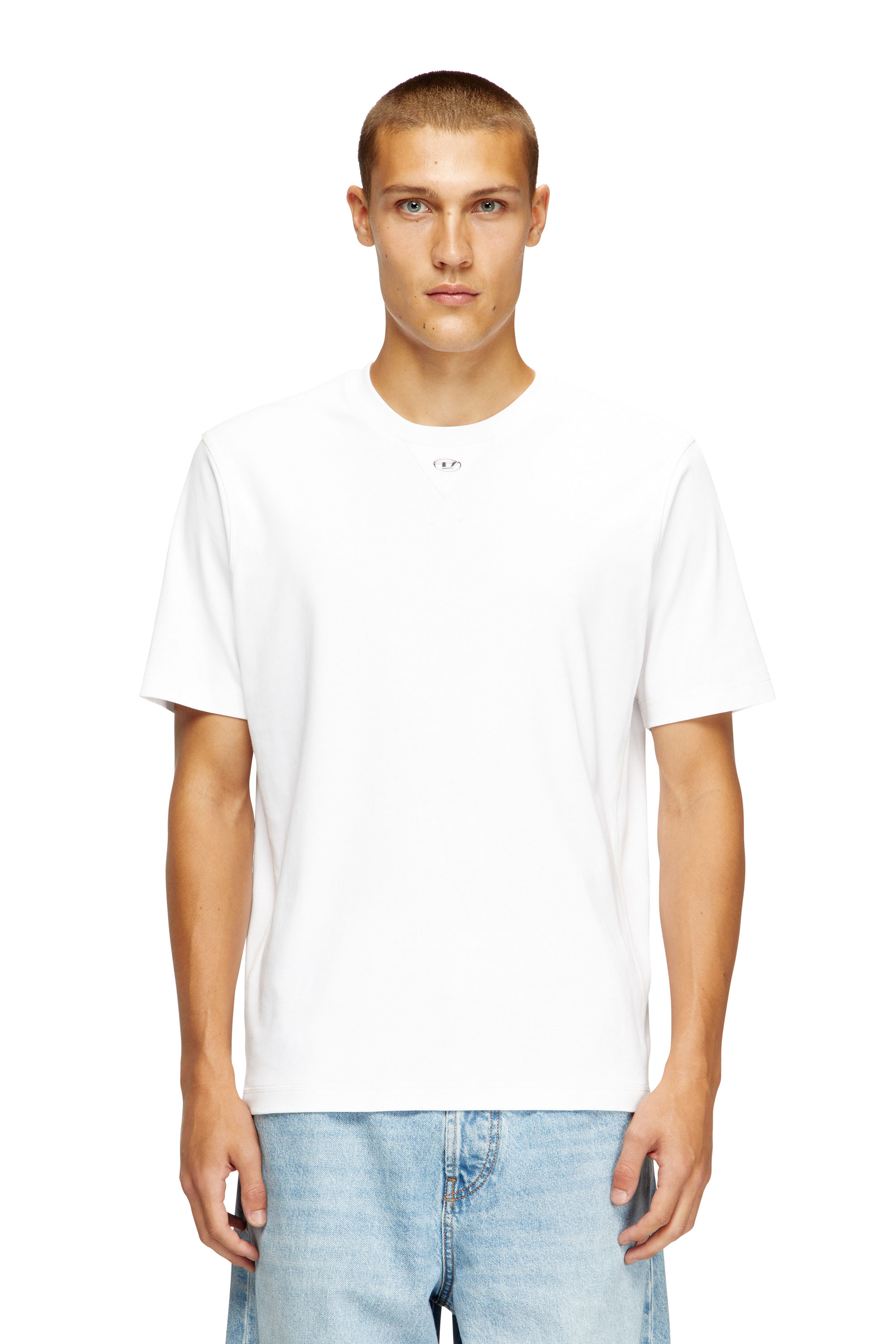 Diesel - T-MADJUST-TR, Man's Regular T-shirt with crew neck and Oval D in White - 1