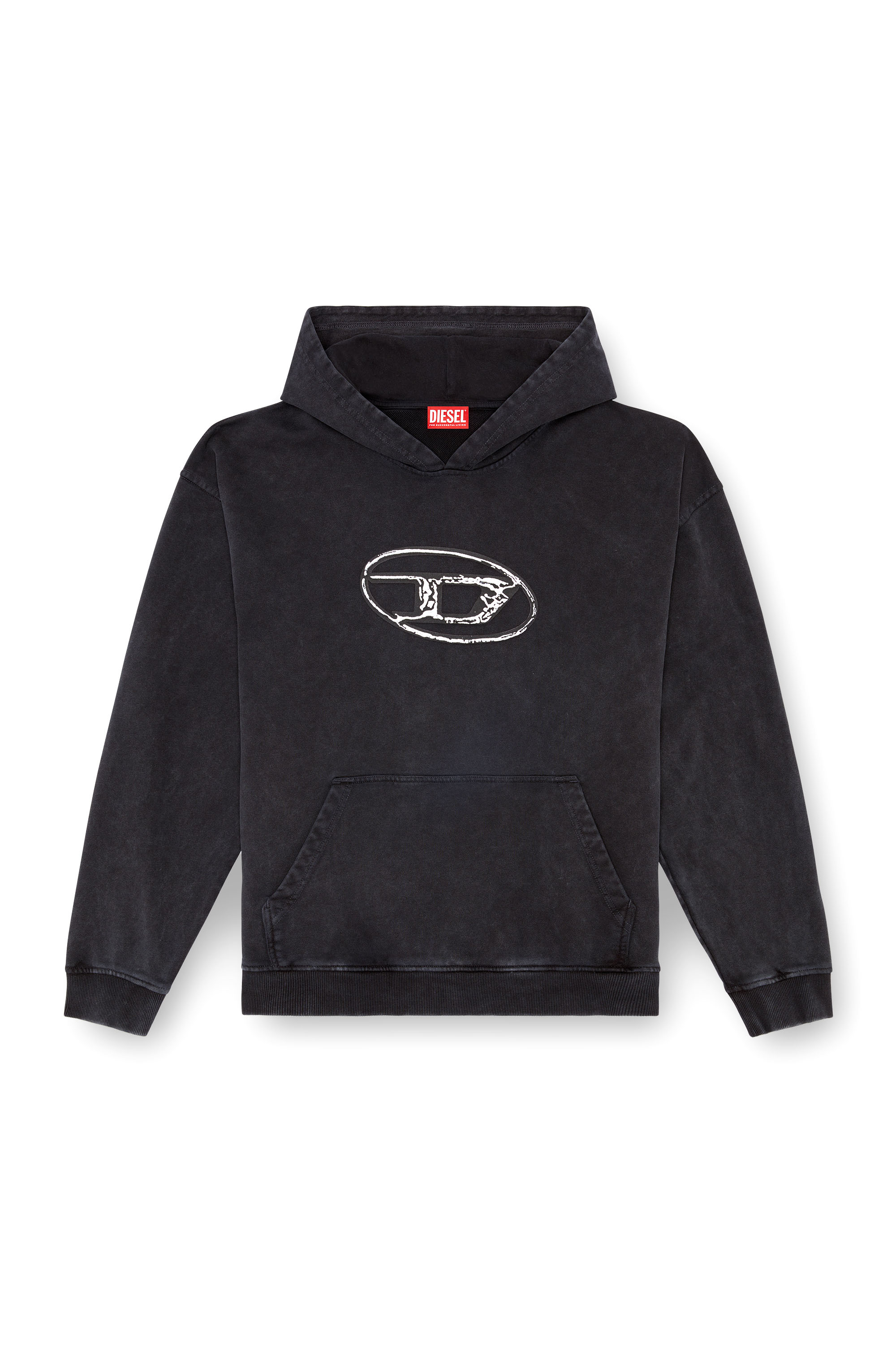 Diesel - S-BOXT-HOOD-Q7, Man's Hoodie with multi-layered logo print in Black - 3