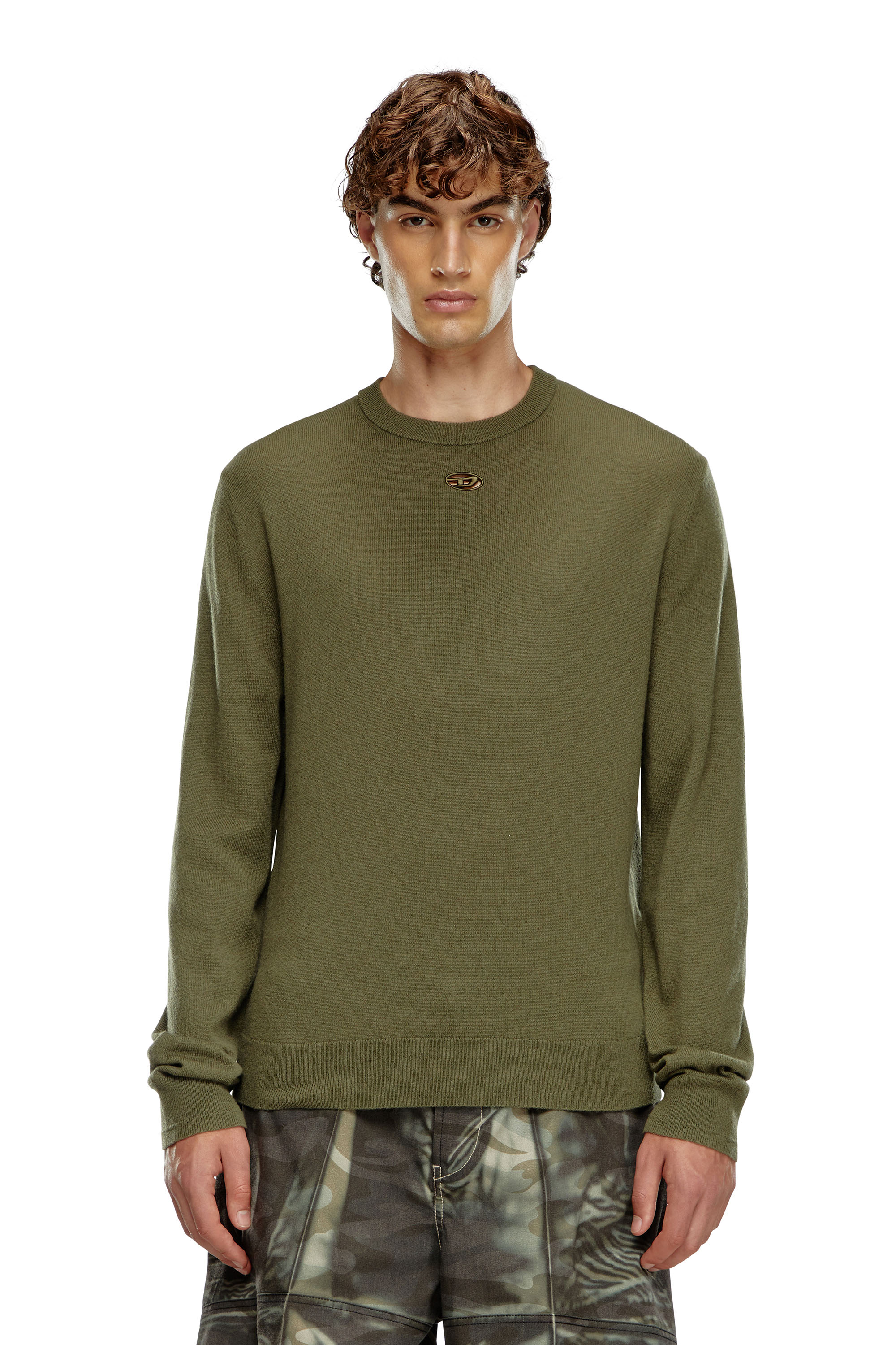 Diesel - K-VIERI, Man's Wool and cashmere jumper in Dark Green - 1