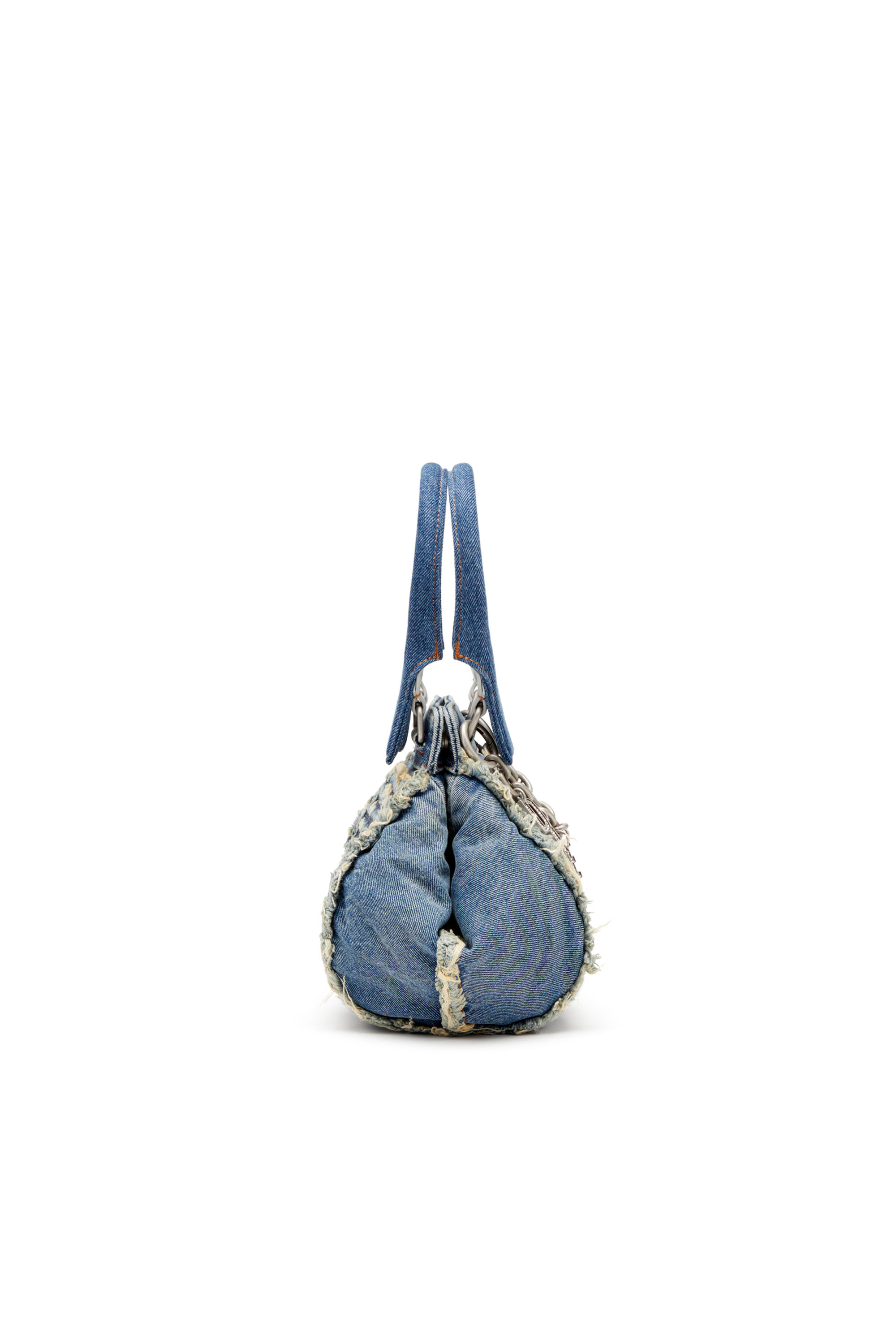 Diesel - D-VINA-XS, Woman D-Vina-Xs-Handbag in distressed quilted denim in Blue - Image 3