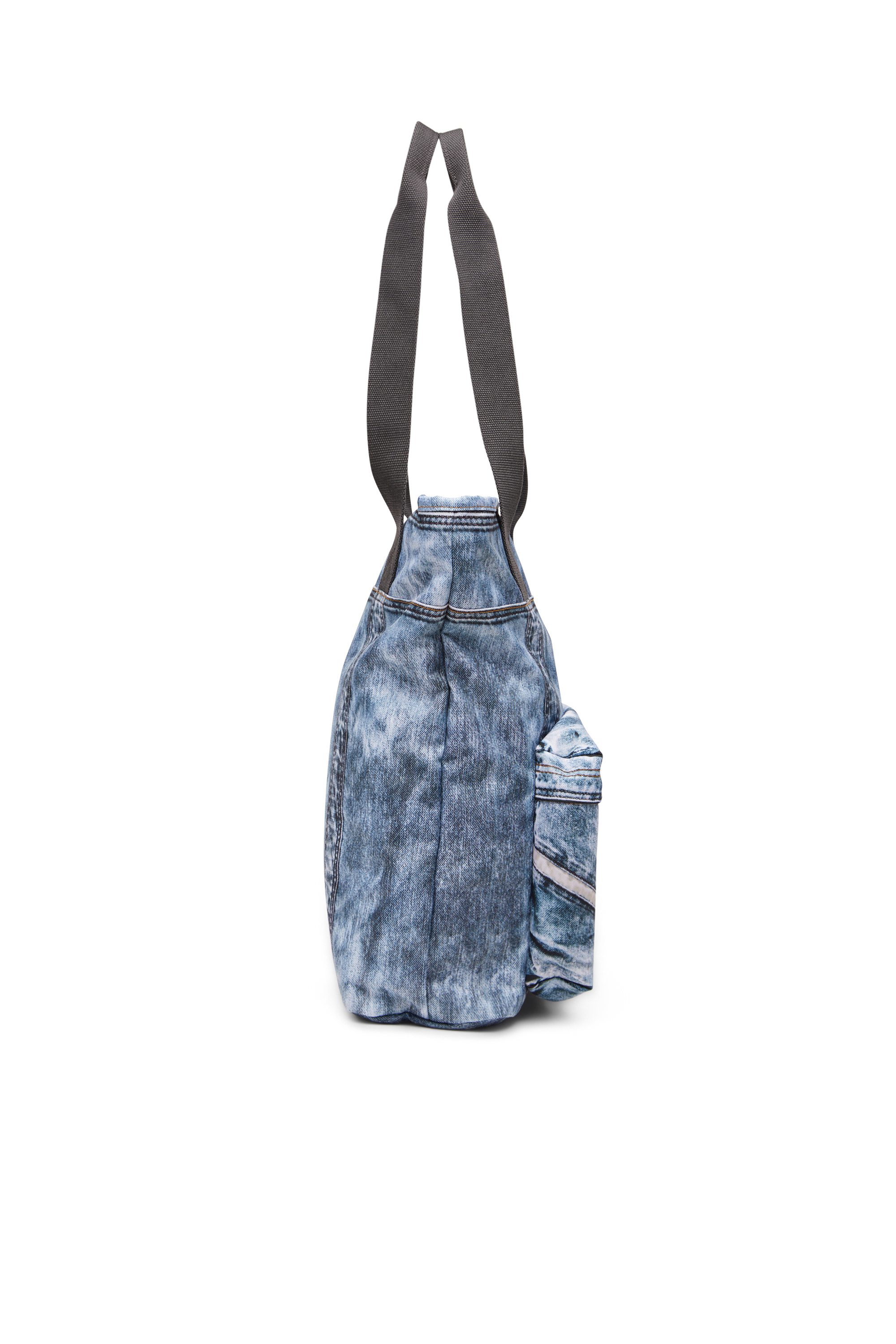 Diesel - DIESEL TOTE, Unisex's Tote bag in trompe l'oeil denim in Blue - 3