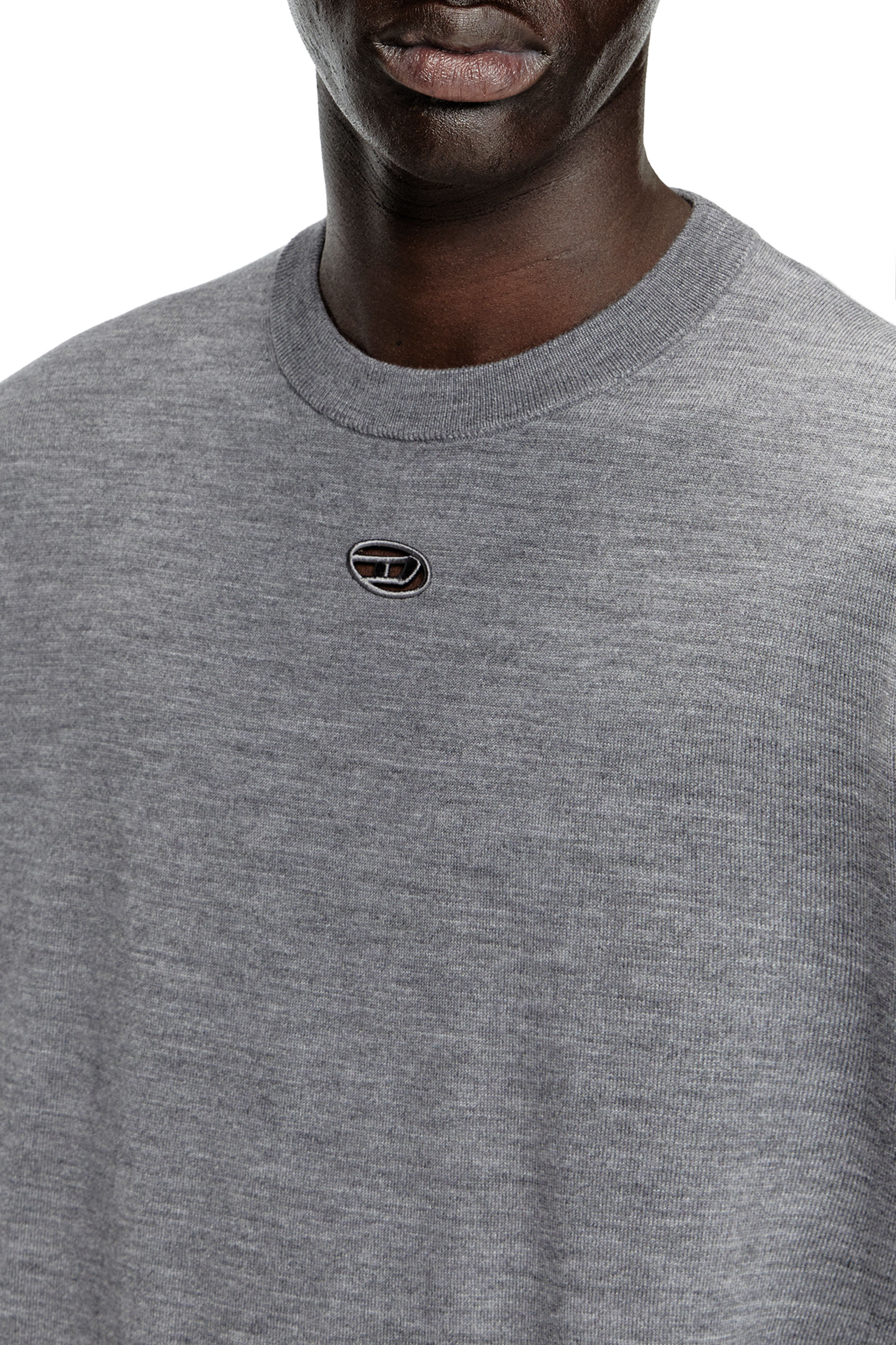 Diesel - K-VALIAM, Man's Wool jumper with cut-out logo in Grey - 5