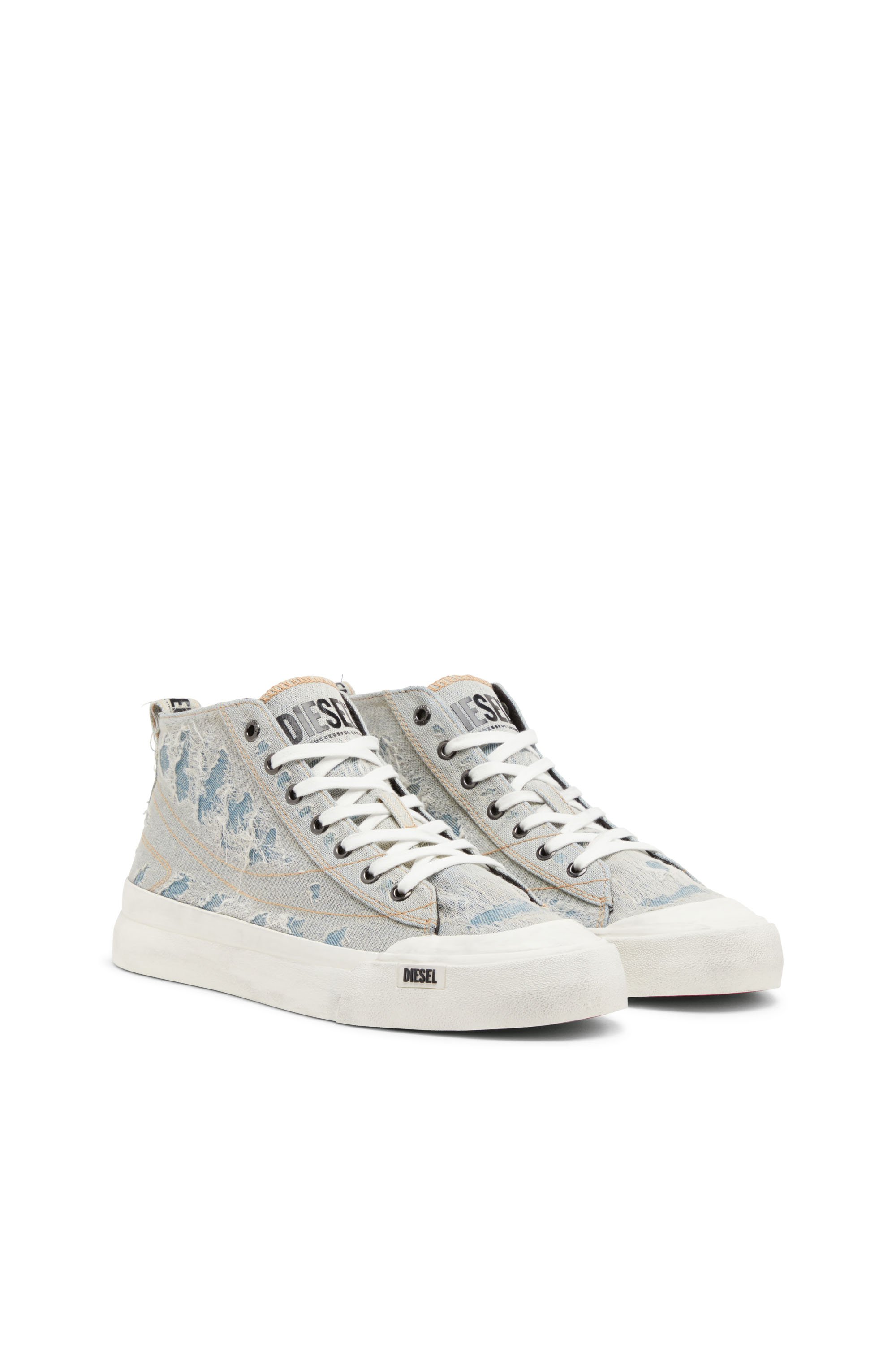 Diesel - S-ATHOS MID, Man's S-Athos-High-top sneakers in denim and gauze in Light Blue - 2