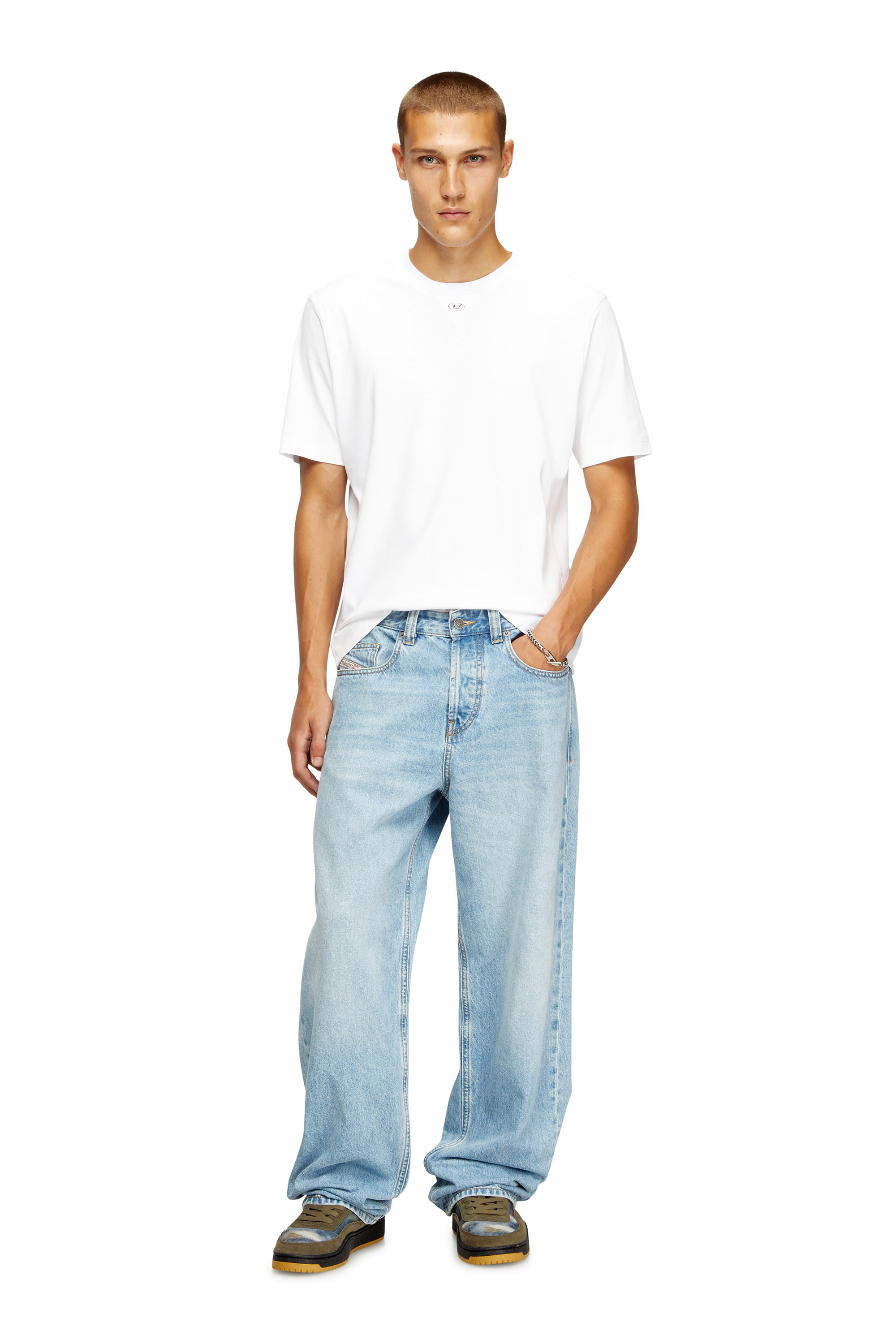 Diesel - T-MADJUST-TR, Man's Regular T-shirt with crew neck and Oval D in White - 2