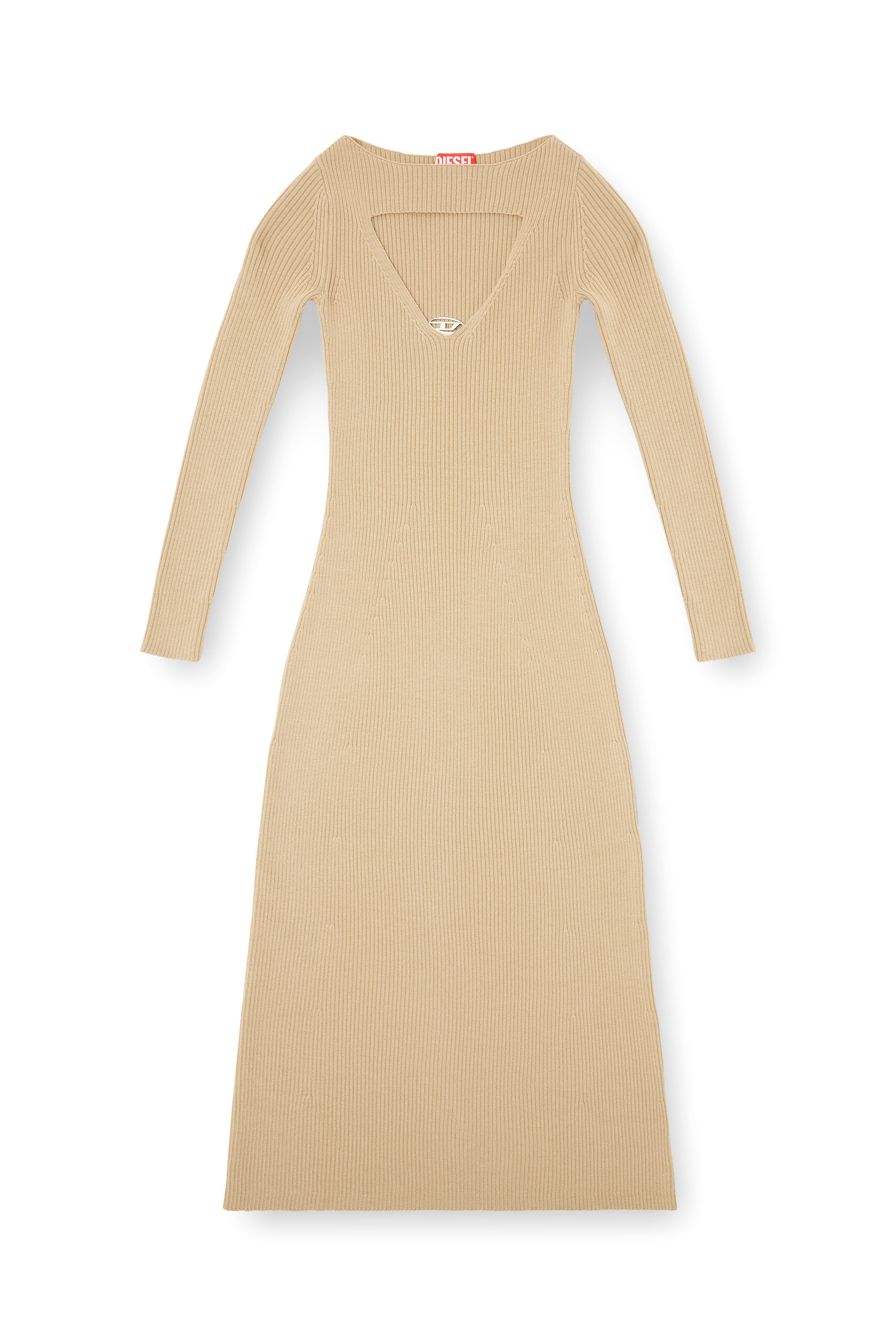 Diesel - M-OLONI, Woman's Midi wool dress with inlay in null - 3