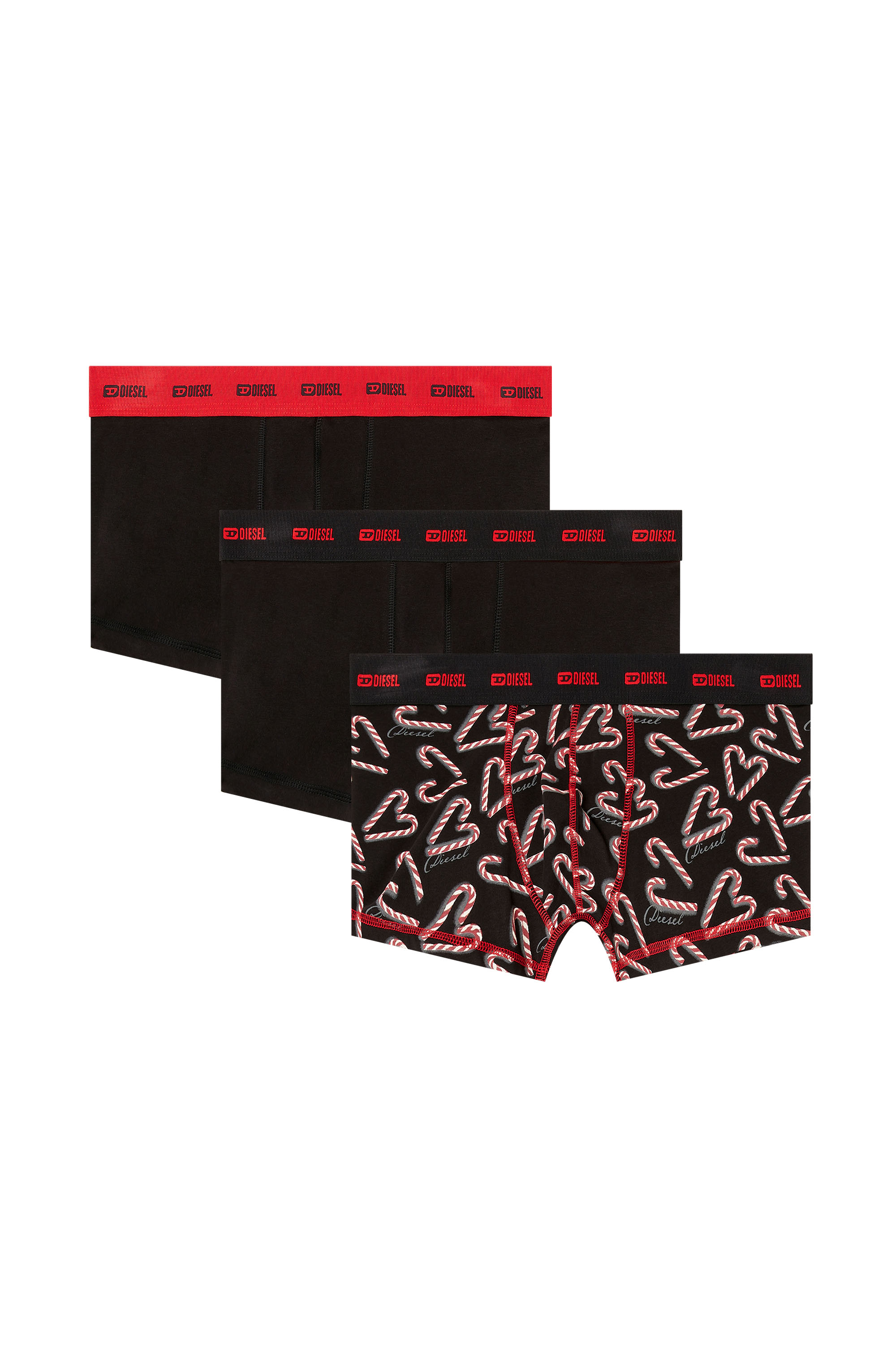 Diesel - DAMIEN-GFT-UTLT-3PACK, Man's Three-pack stretch-cotton boxer briefs in Black/Red - 2