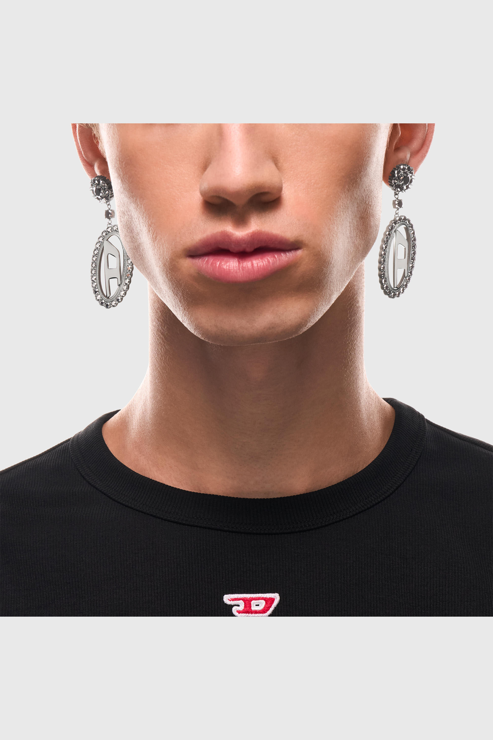 Diesel - DX1751040, Unisex's Stainless steel pave drop earrings in Silver - 5