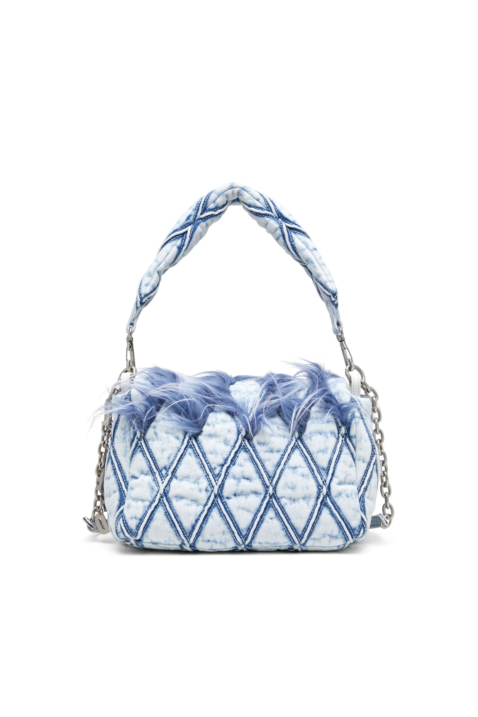 Diesel - CHARM-D SHOULDER M, Woman's Charm-D M-Borsa a spalla in denim e pelliccia sintetica in Blue - 2