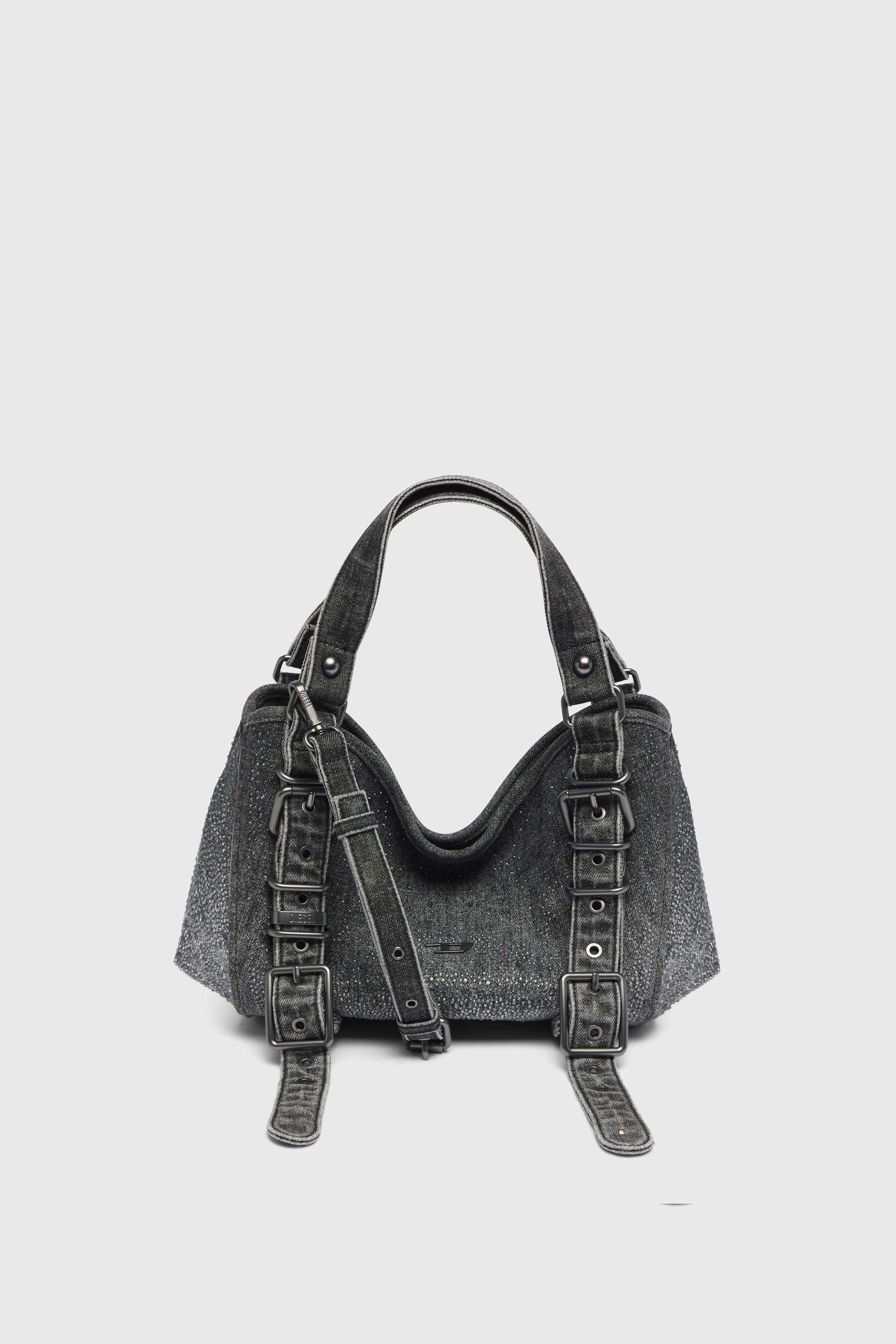 Diesel - D-ONE TOPHANDLE S, Woman's D-One-Small top-handle bag in crystal solarised denim in Black - 1
