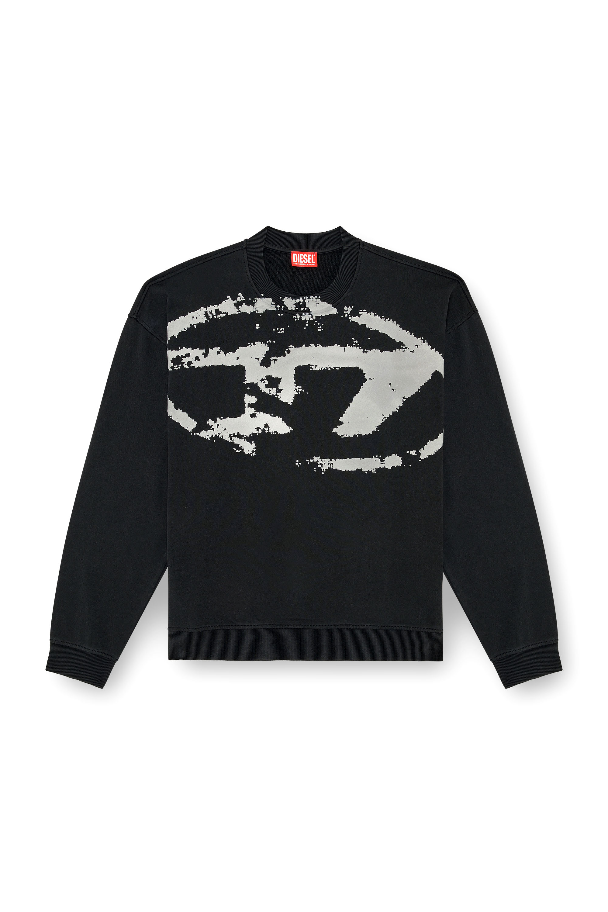 Diesel - S-BOXT-N5, Man's Sweatshirt with distressed flocked logo in Black - 3