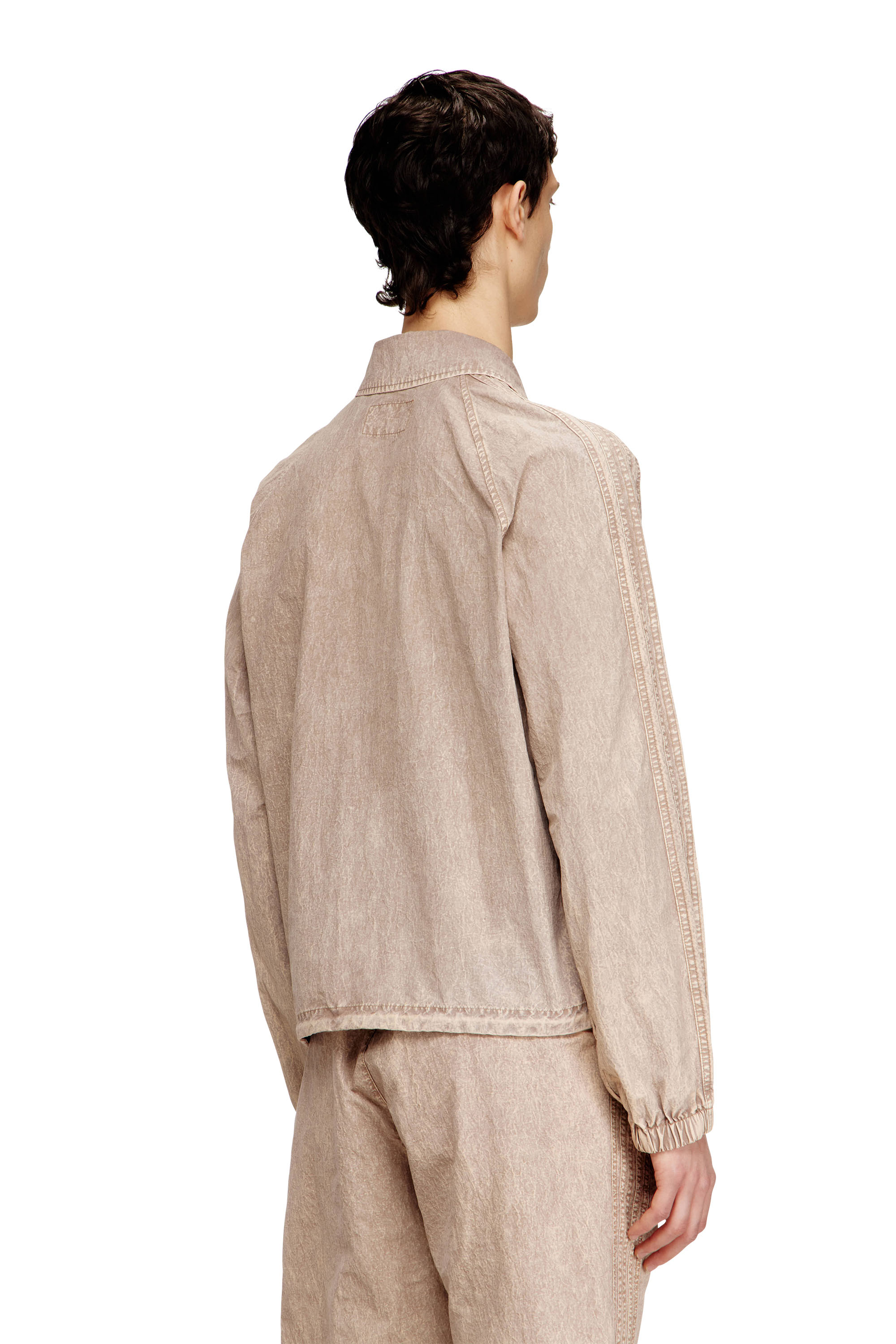 Diesel - J-FENIC-AG, Unisex's Taslan jacket with striped sleeves in Light Brown - 4