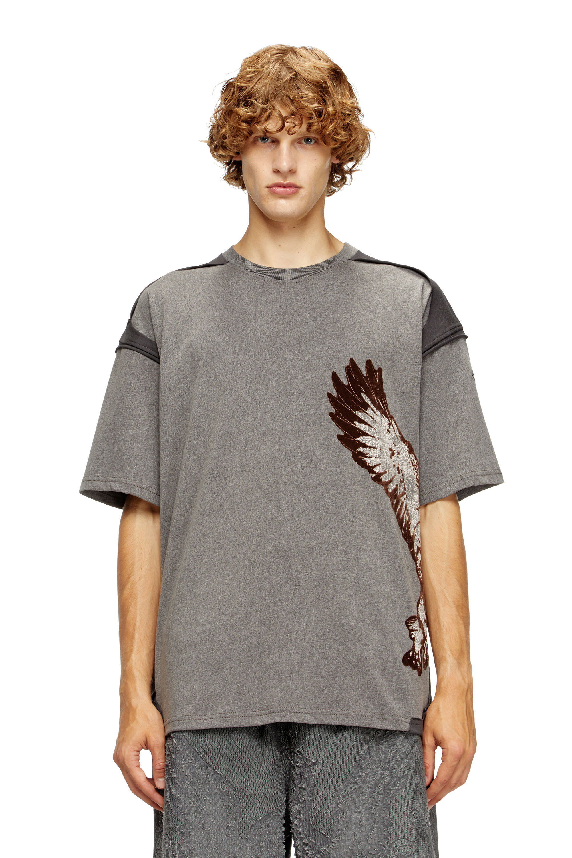 Diesel - T-BOXT-PEELOFF, Man's Peel-off T-shirt with eagle print in Grey - 3