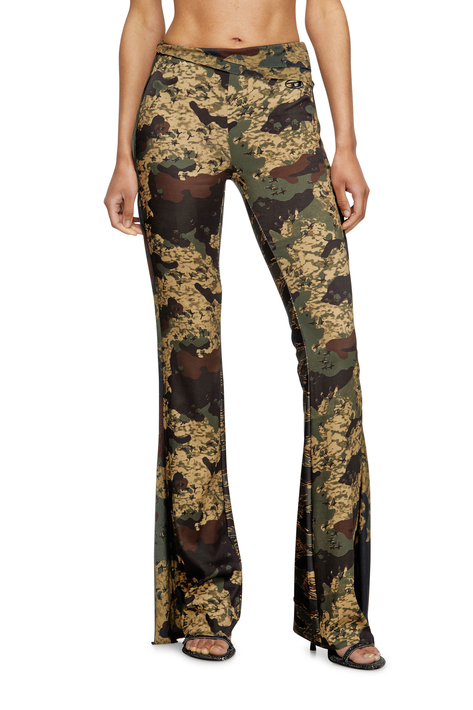 Diesel - P-AFFAL, Woman's Jazz pants with mixed camo prints in Military Green - 1