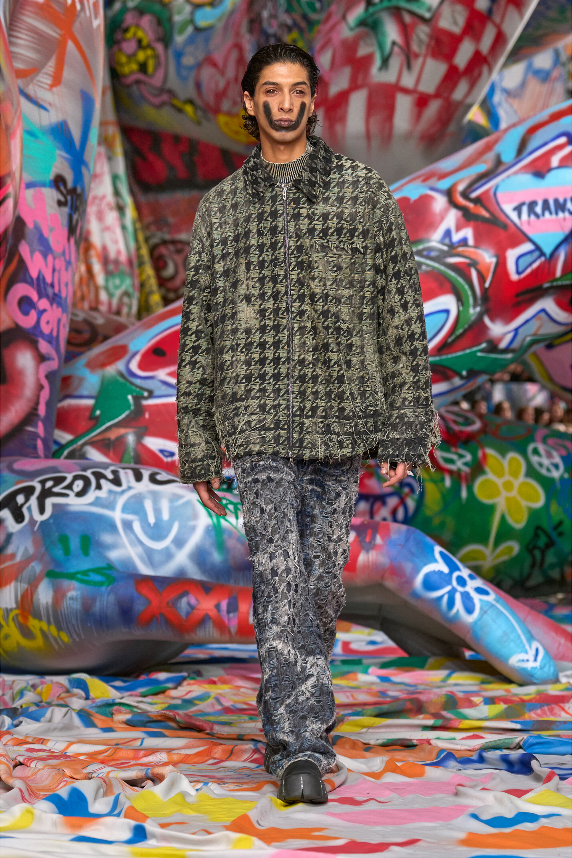 Diesel - D-ELMO-FSH, Man's Jacket in houndstooth-weave denim in Black/White - 3