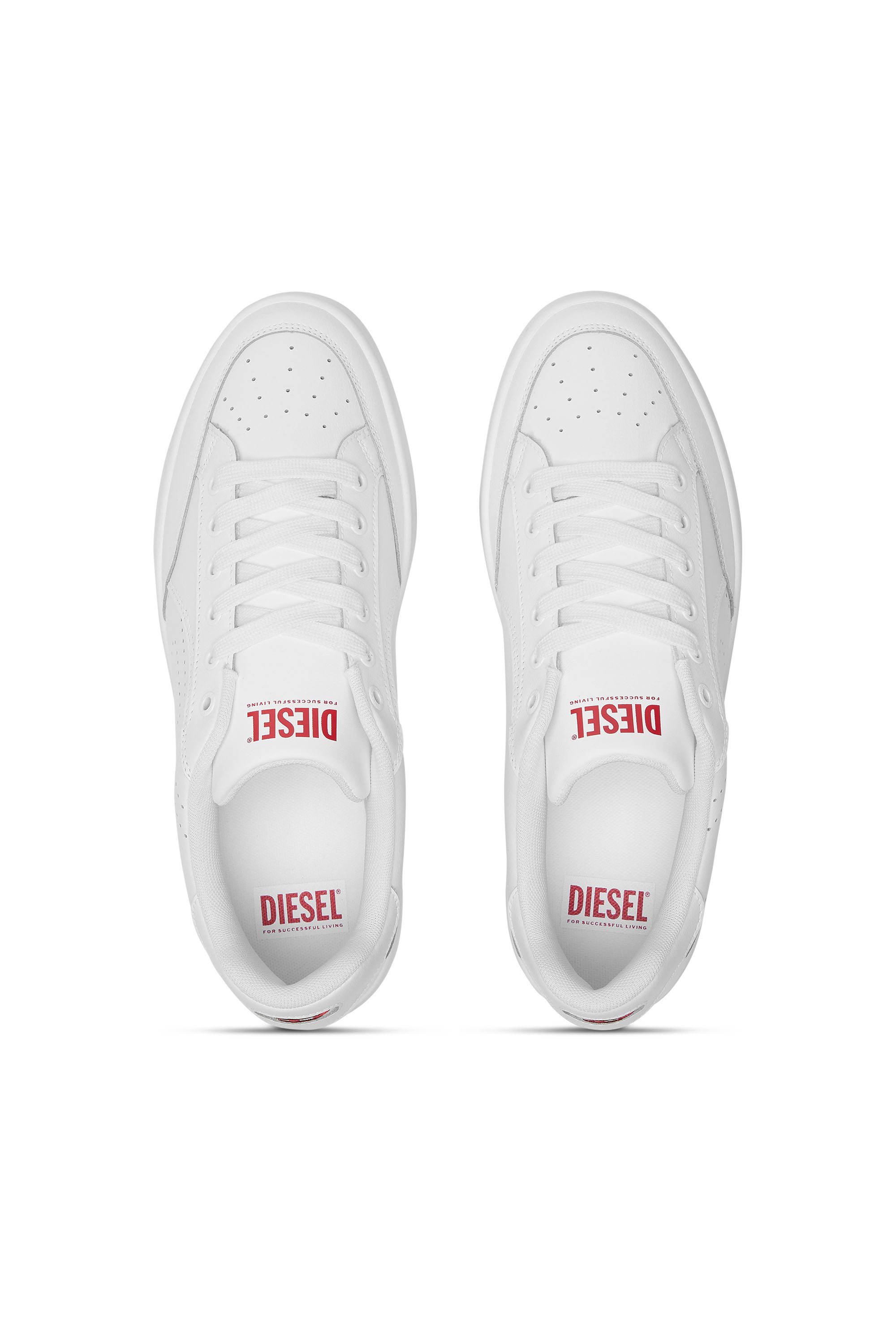 Diesel - S-DAKOTA LOW, Man's S-Dakota-Leather sneakers with perforated logo in White - 5