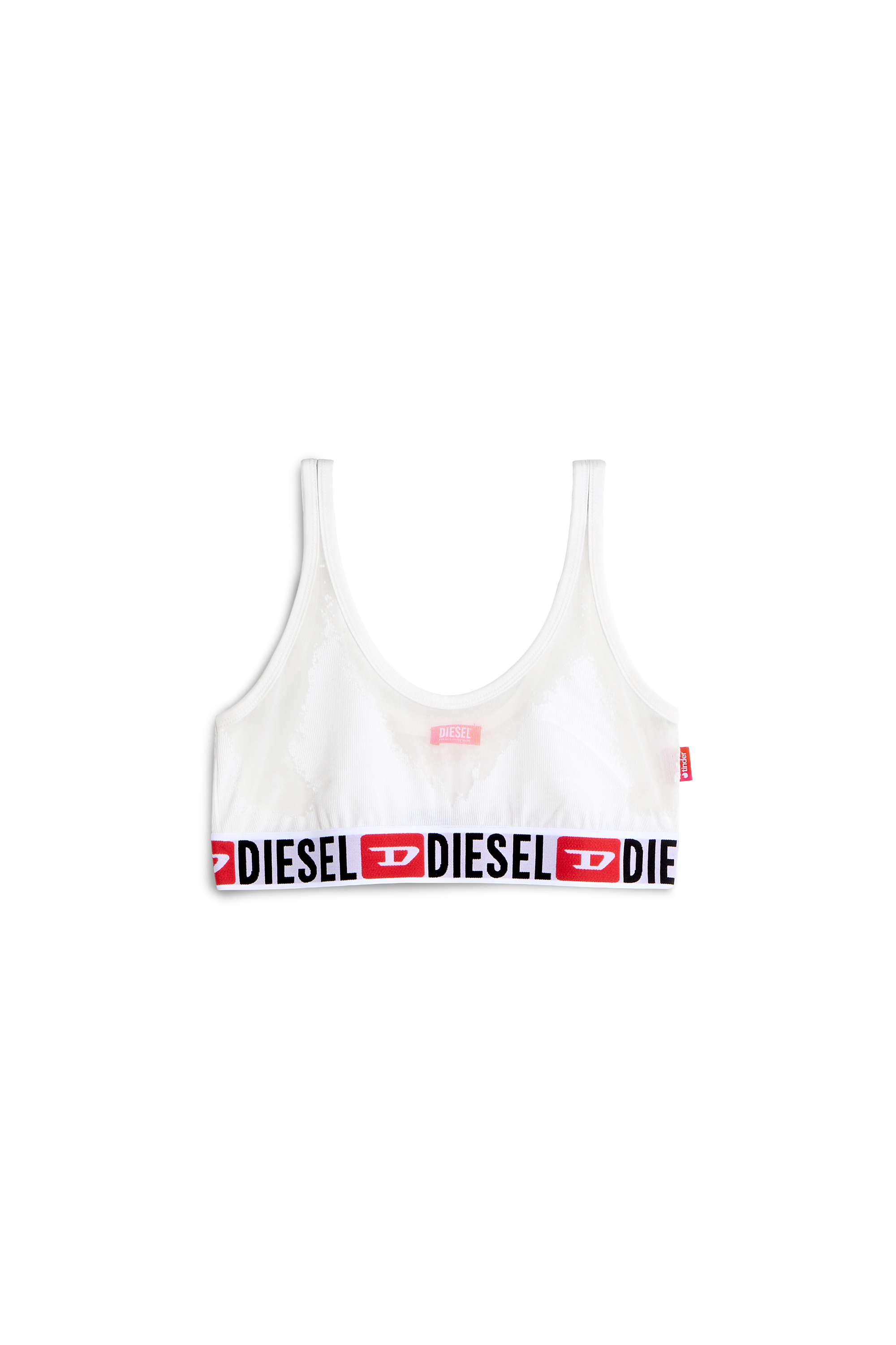 Diesel - PR-ORIBA-D-CORE, Woman's Bralette with sheer devor&eacute; effect in White - 2