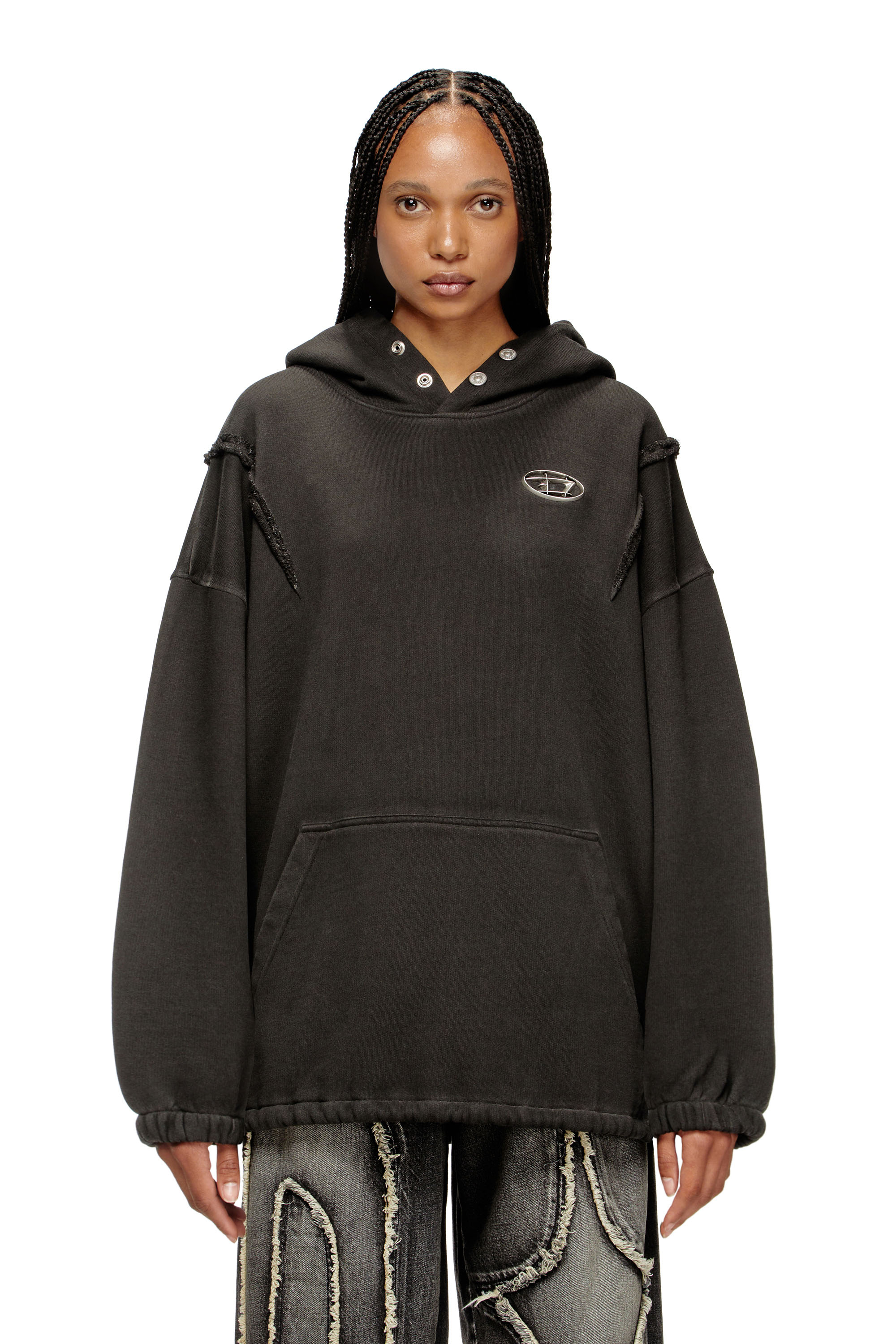 Diesel - S-THUG-HOODIE, Unisex's Hoodie with faded effect in Black - 1