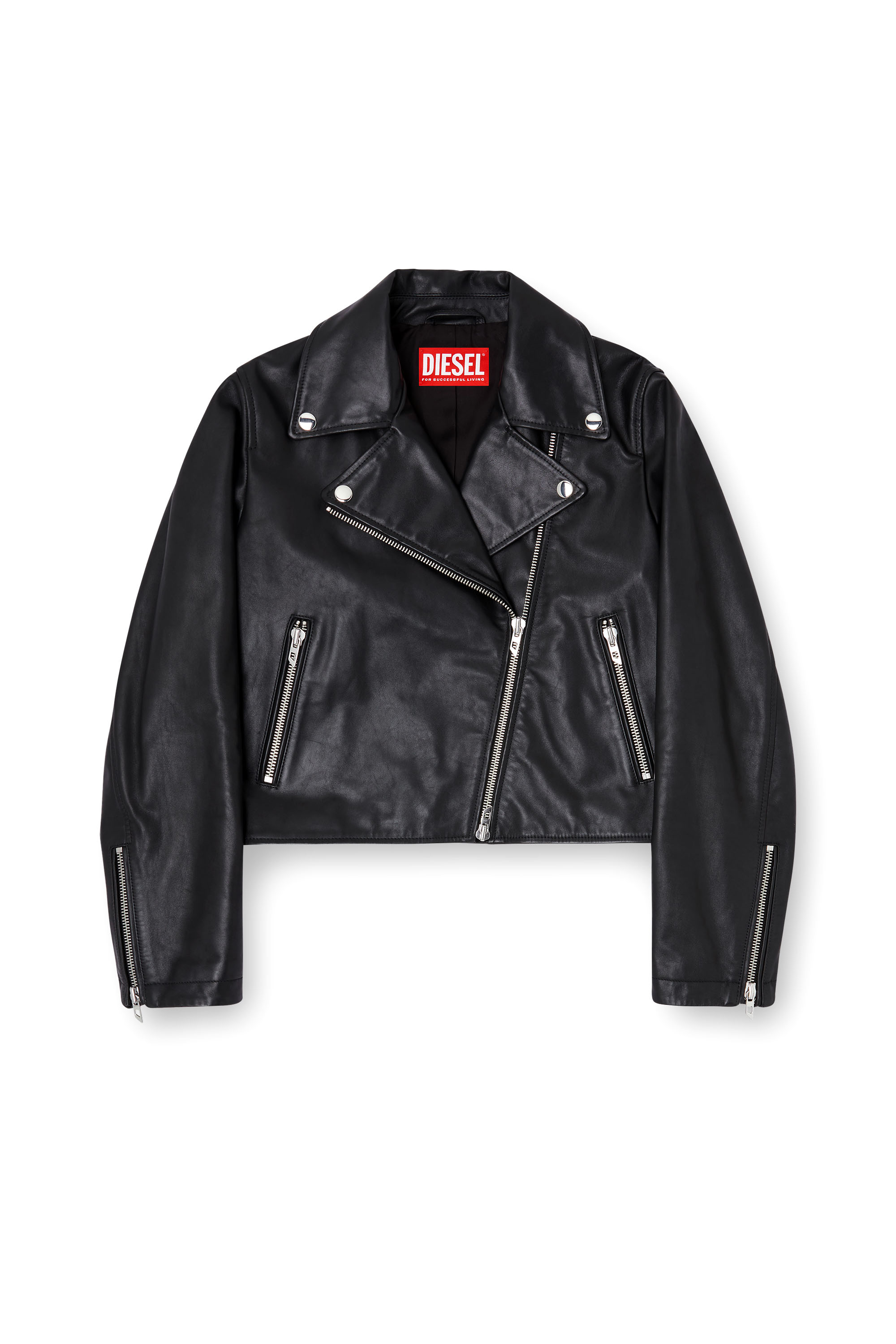 L-UNATIC, Black Diesel - L-UNATIC, Woman's Biker jacket in waxed leather in Black - 2