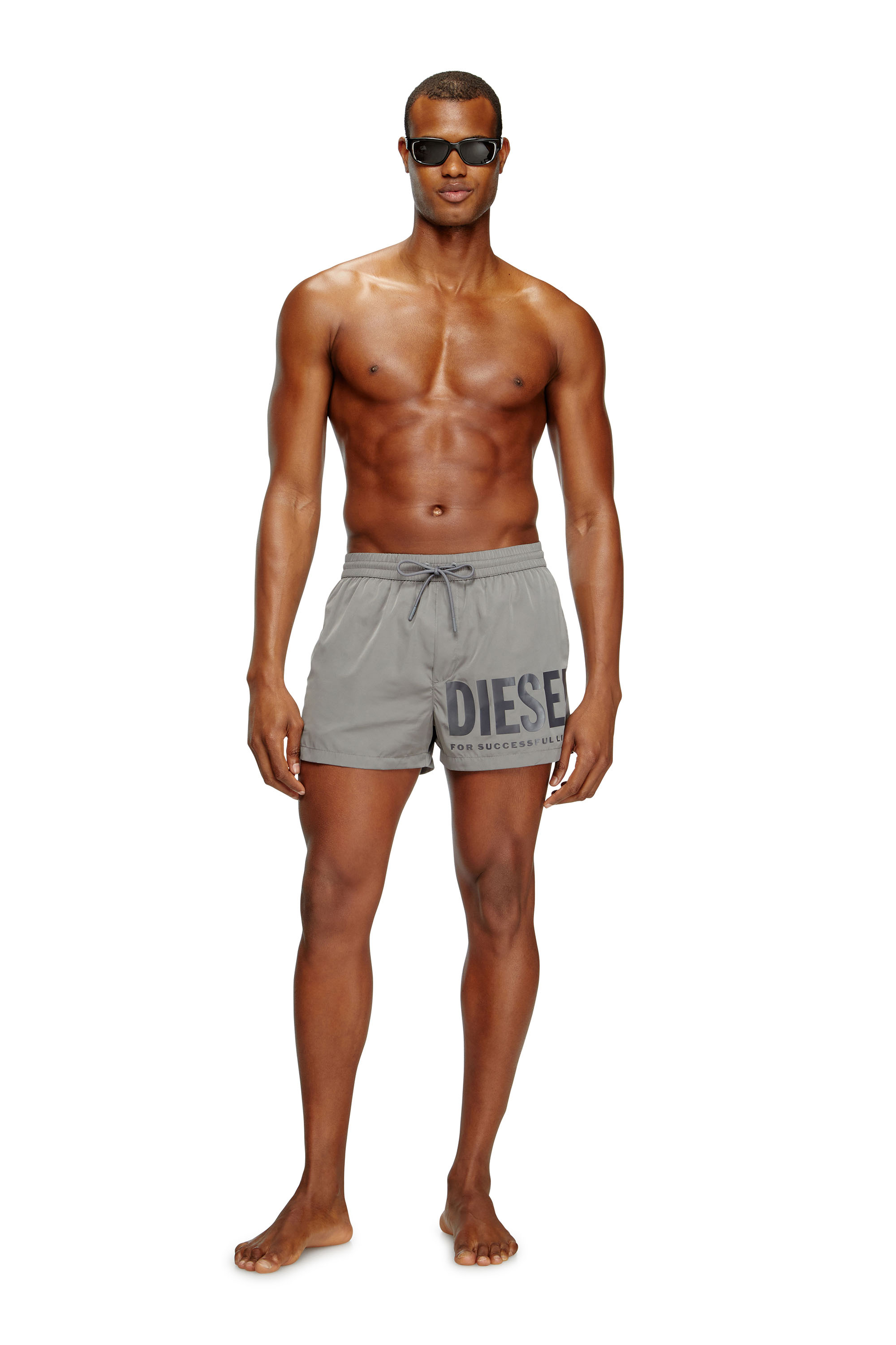 Diesel - MARIO-34-D-CORE, Man's Swim shorts with logo print in Grey - 2