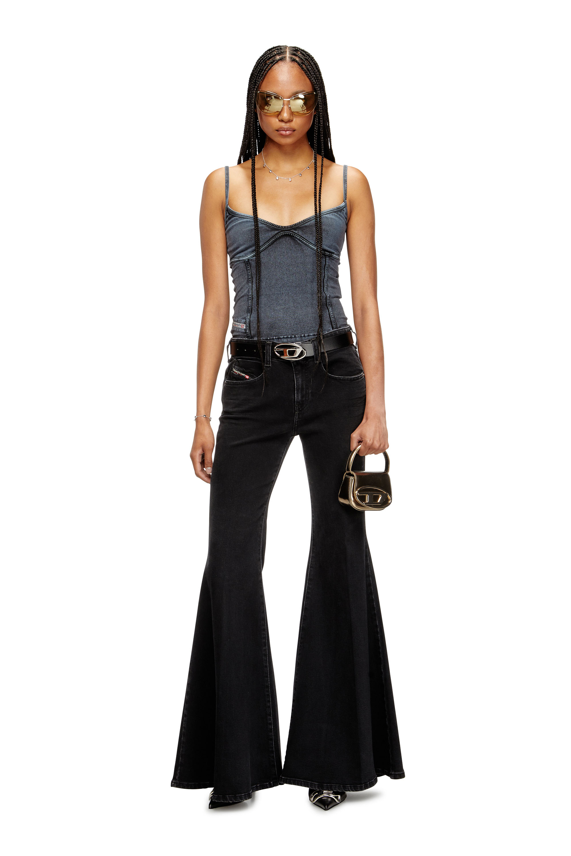 Diesel - Woman's Flare Jeans 1970 D-Bleess 09M69, Black/Dark grey - 1