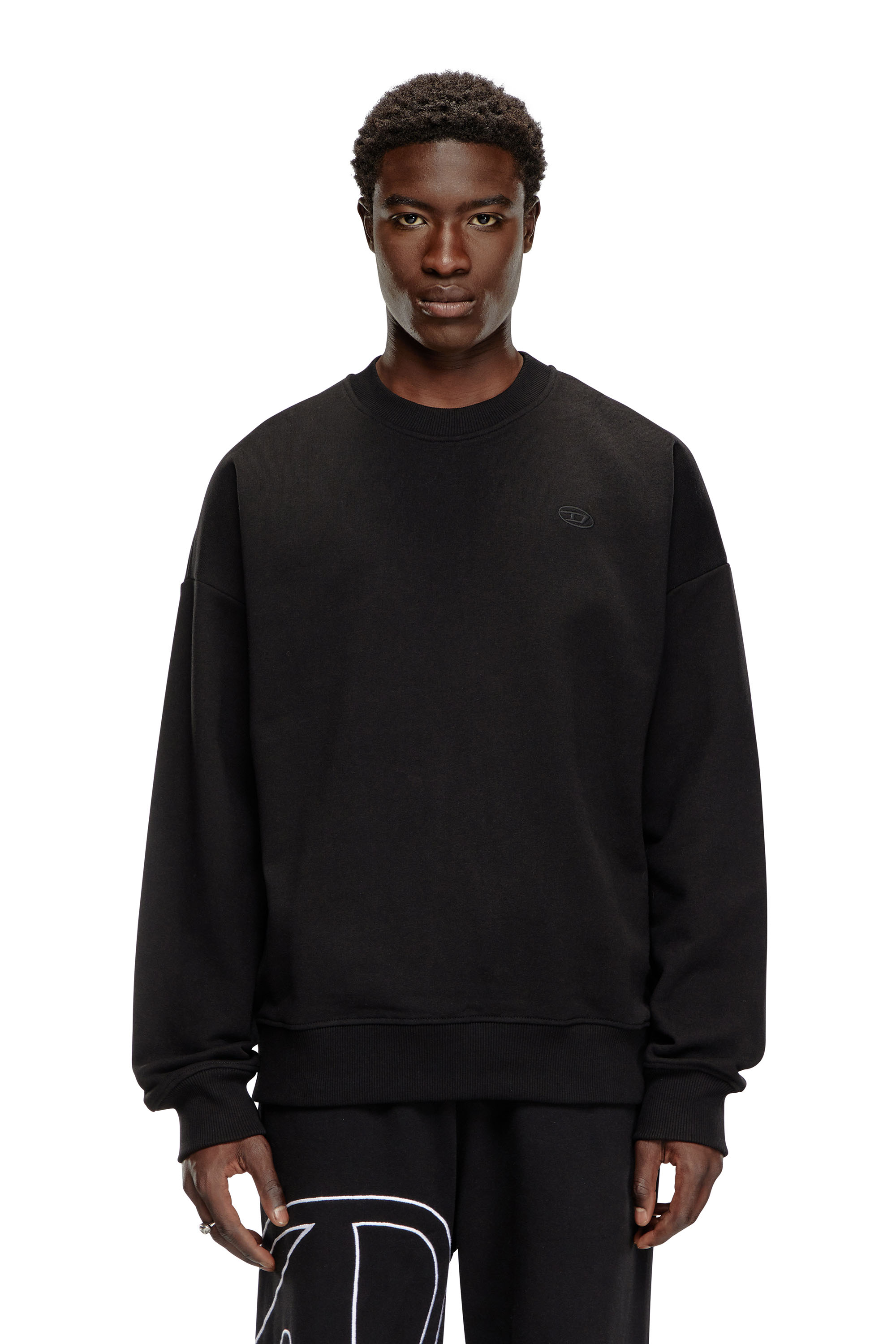 Diesel - S-ROB-MEGOVAL-D, Man's Sweatshirt with logo embroidery in Black - 4