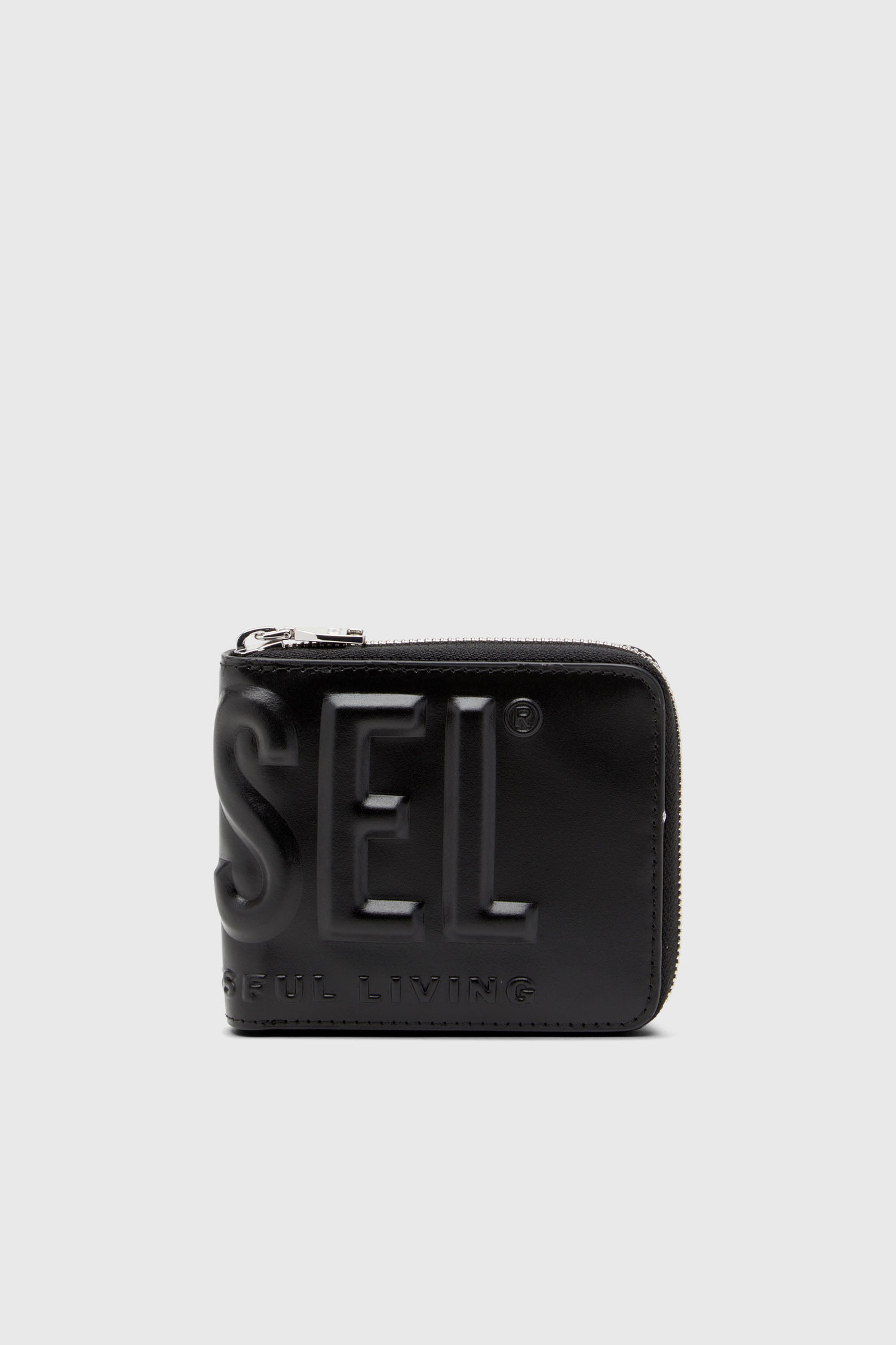 Diesel - DSL 3D- BI FOLD COIN ZIP XS, Man's Leather zip wallet with embossed logo in Black - 1